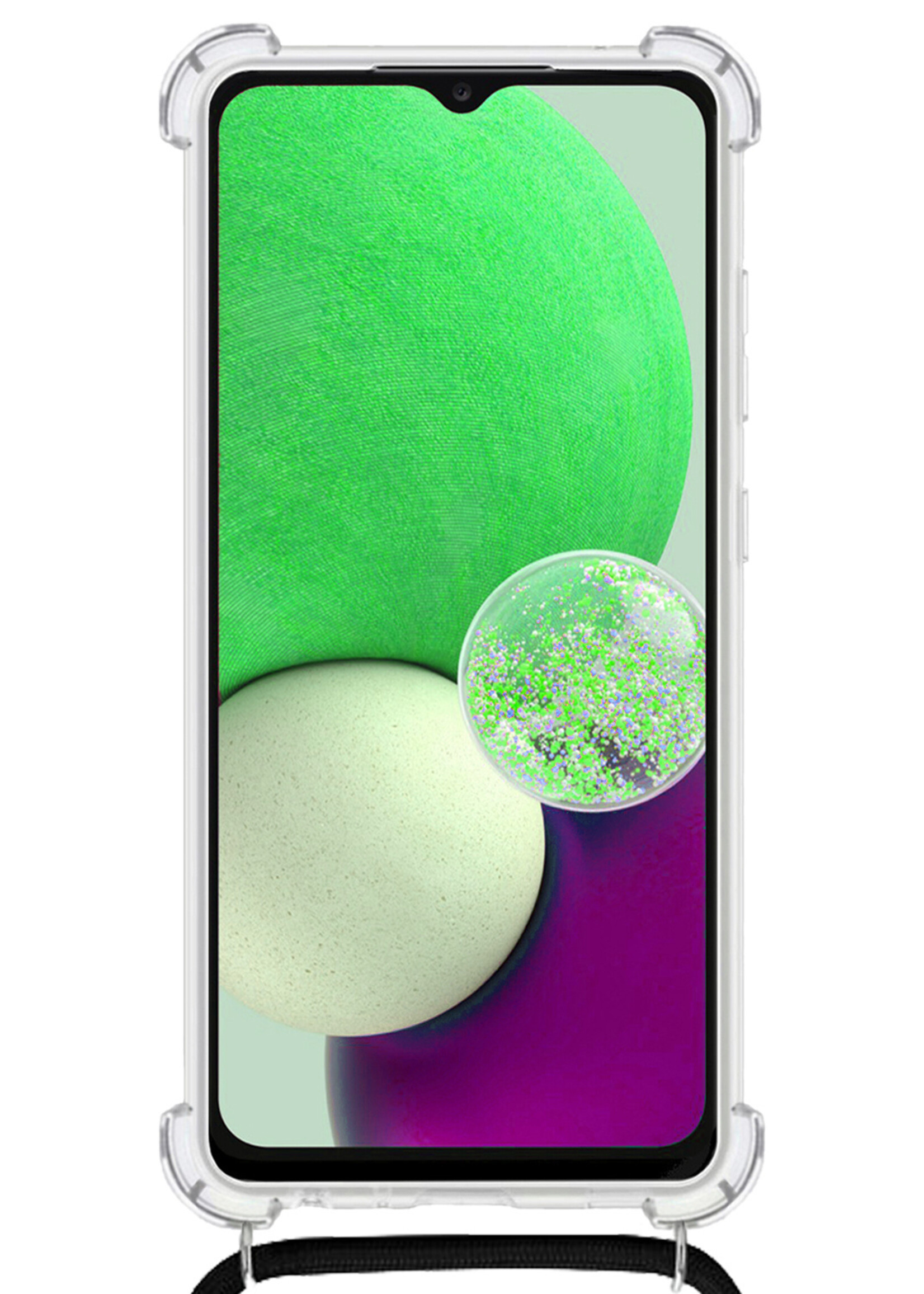BTH Samsung A32 4G Hoesje Siliconen Met Koord Shock Proof Case Hoes Transparant - Samsung Galaxy A32 4G Hoesje Koord Cover - Transparant