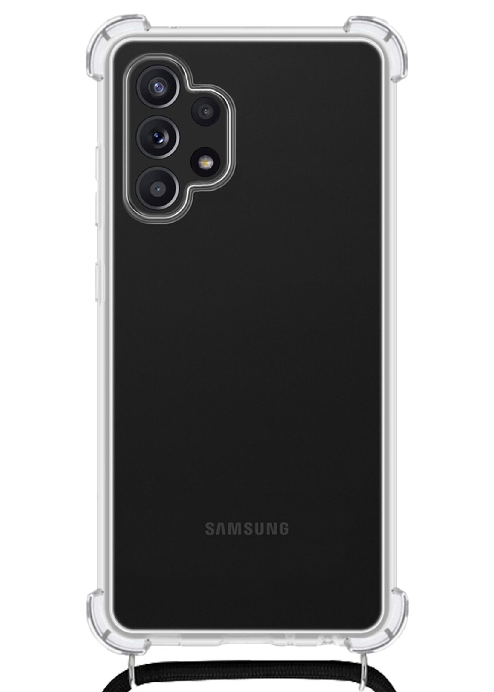 BTH Samsung A32 4G Hoesje Siliconen Met Koord Shock Proof Case Hoes Transparant - Samsung Galaxy A32 4G Hoesje Koord Cover - Transparant