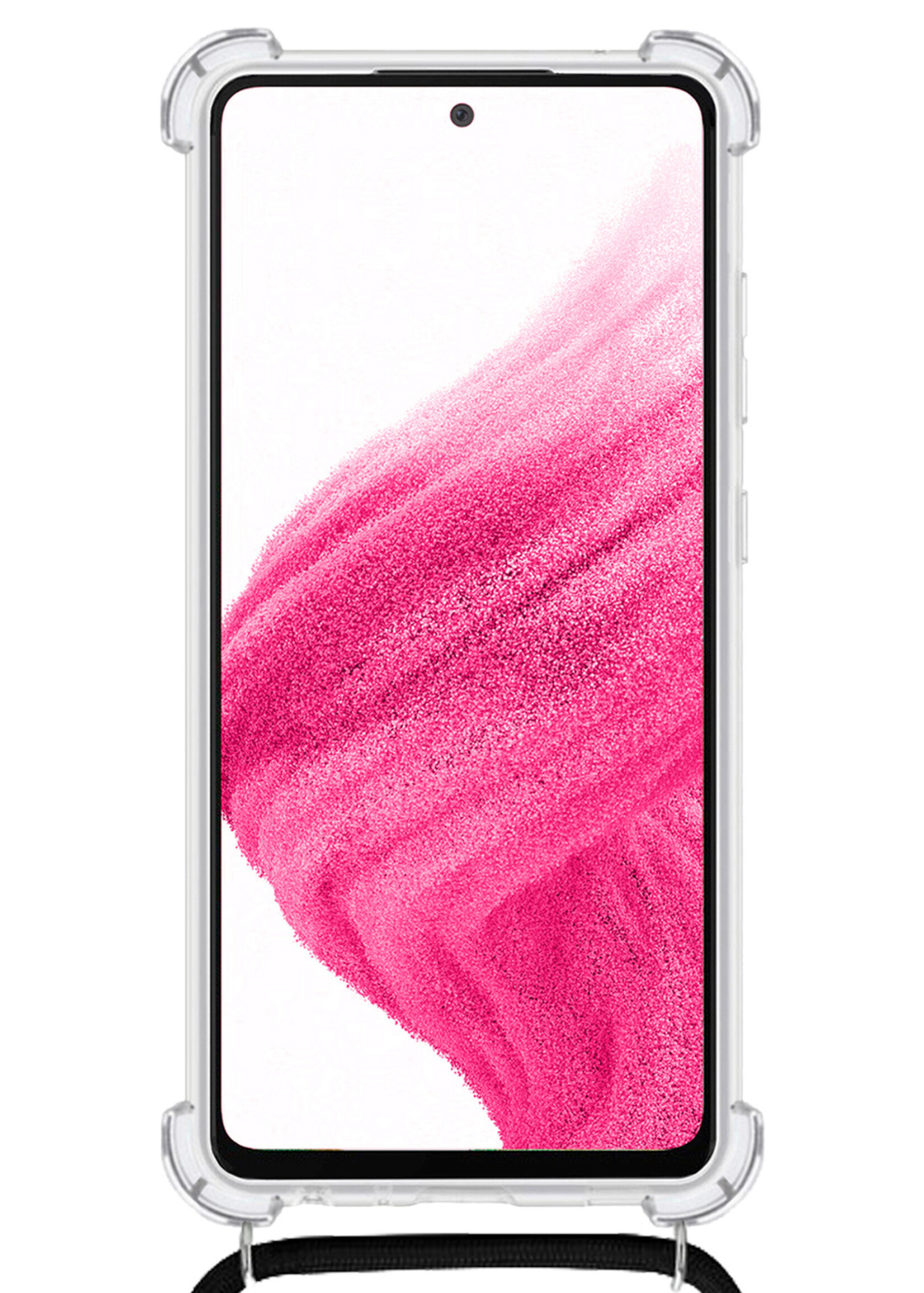 BTH Samsung A33 Hoesje Siliconen Met Koord Shock Proof Case Hoes Transparant - Samsung Galaxy A33 Hoesje Koord Cover - Transparant