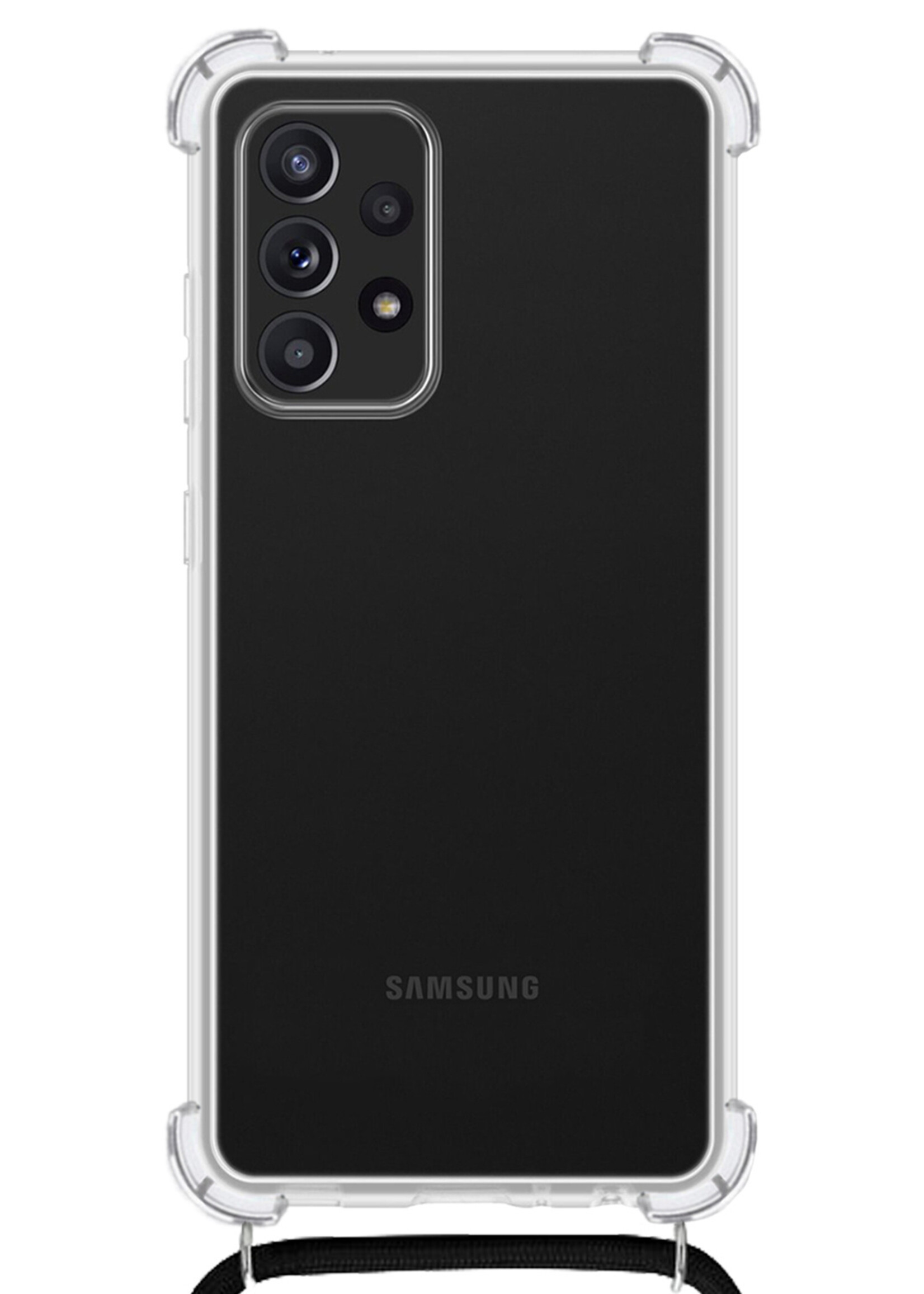 BTH Samsung A33 Hoesje Siliconen Met Koord Shock Proof Case Hoes Transparant - Samsung Galaxy A33 Hoesje Koord Cover - Transparant