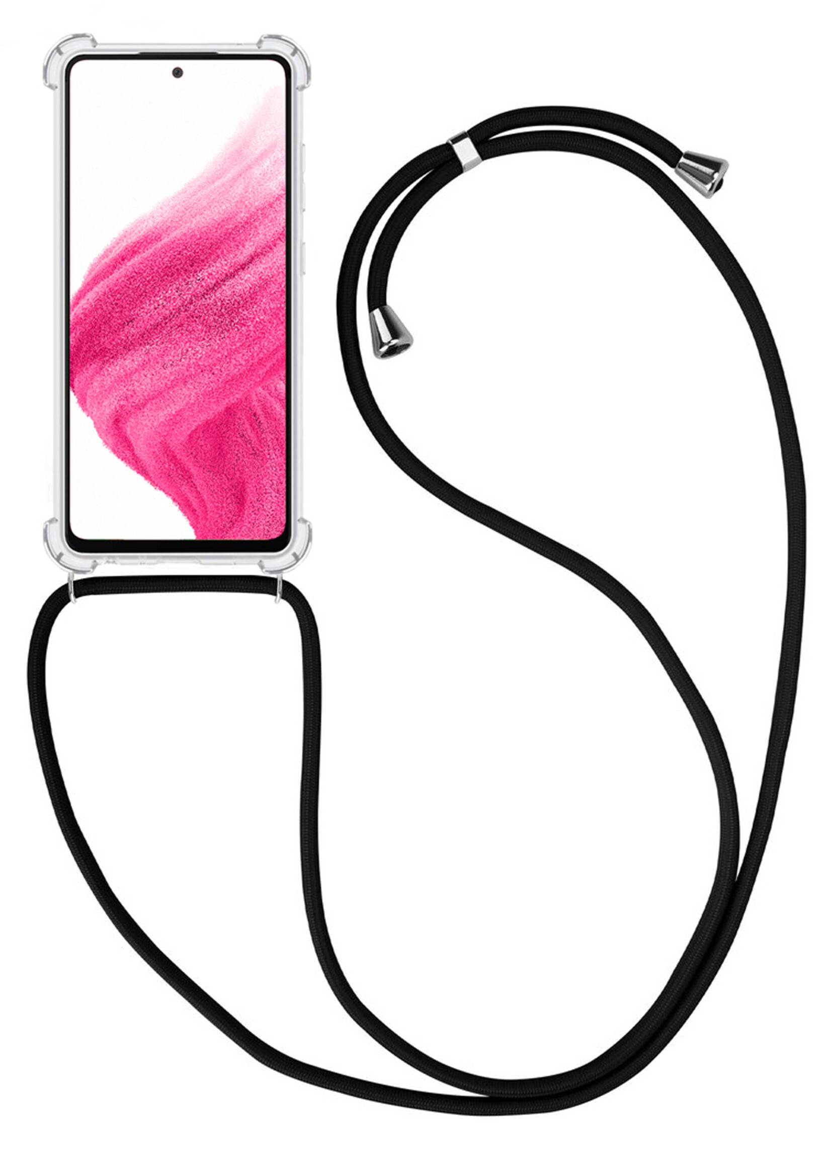 BTH Samsung A33 Hoesje Siliconen Met Koord Shock Proof Case Hoes Transparant - Samsung Galaxy A33 Hoesje Koord Cover - Transparant