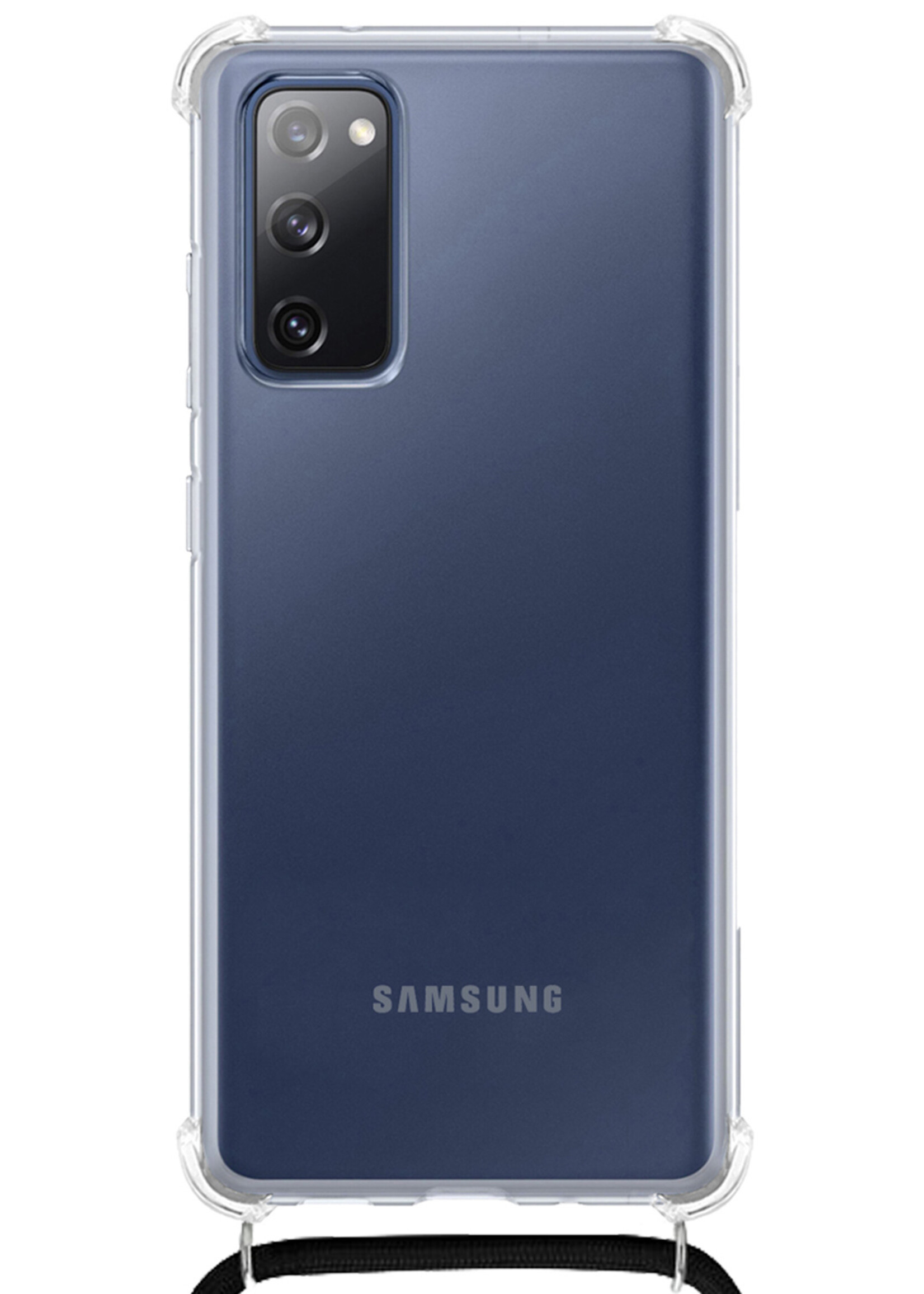 BTH Samsung S20FE Hoesje Siliconen Met Koord Shock Proof Case Hoes Transparant - Samsung Galaxy S20FE Hoesje Koord Cover - Transparant