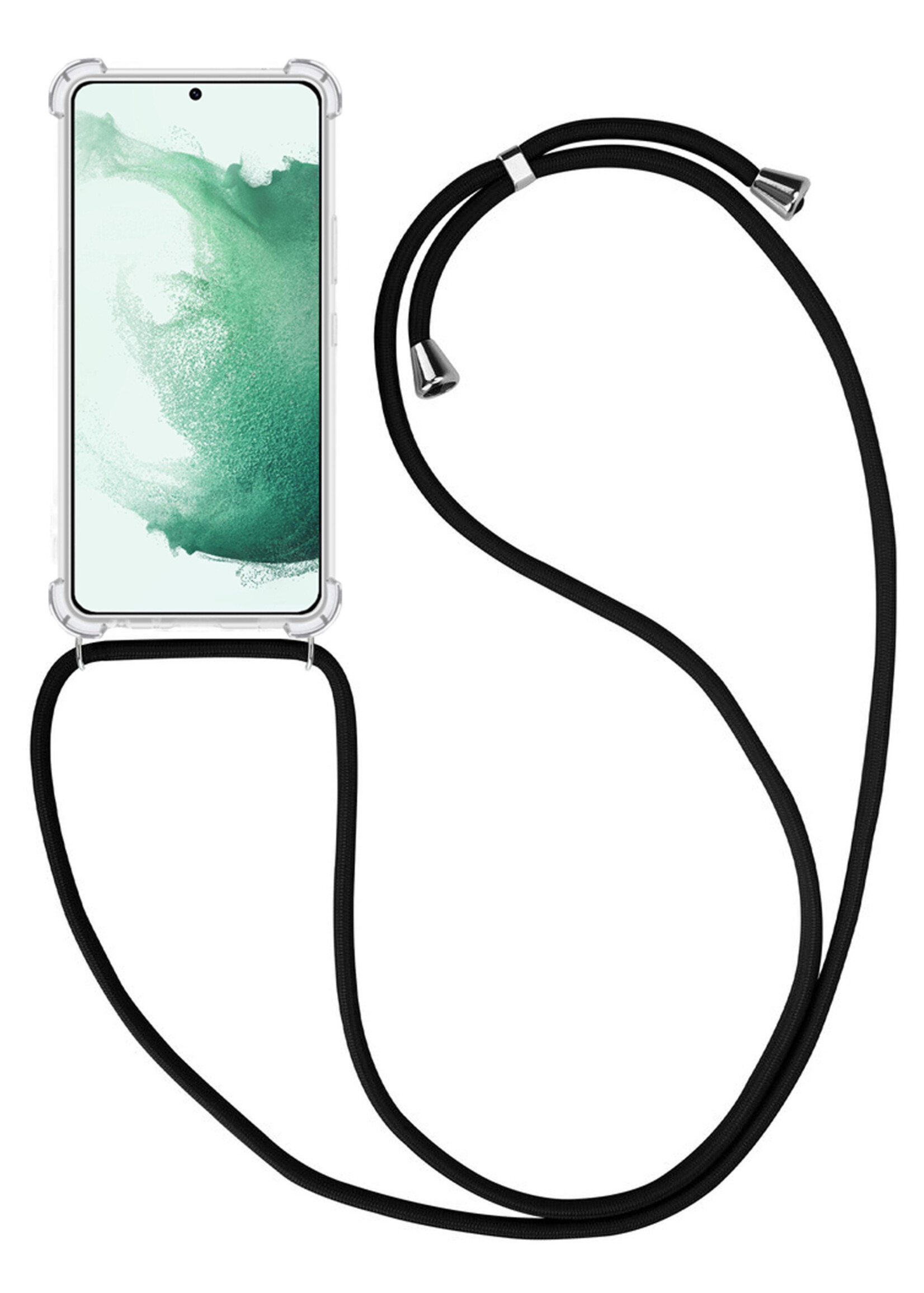 BTH Samsung S21 Hoesje Siliconen Met Koord Shock Proof Case Hoes Transparant - Samsung Galaxy S21 Hoesje Koord Cover - Transparant