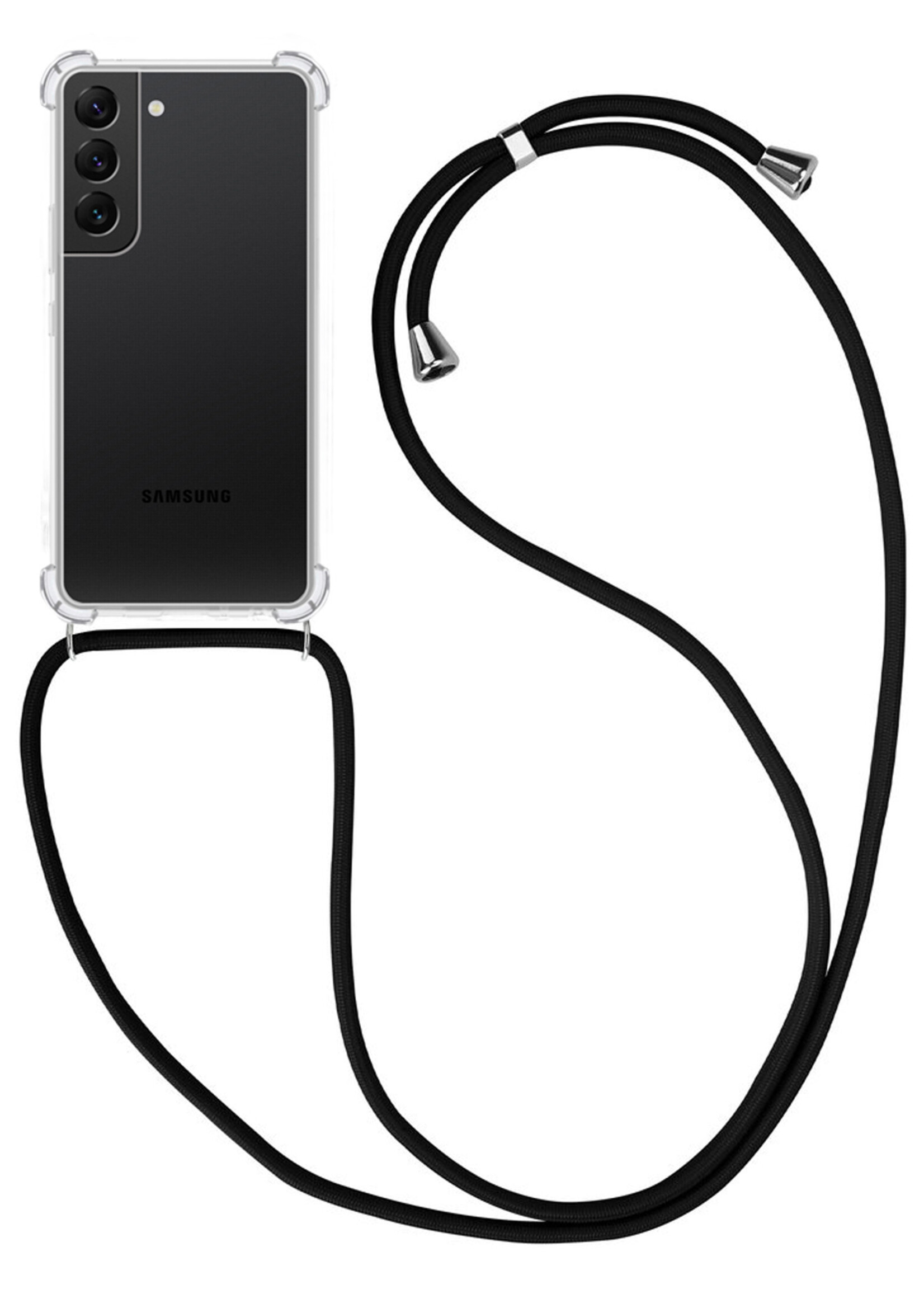 BTH Samsung S21 Hoesje Siliconen Met Koord Shock Proof Case Hoes Transparant - Samsung Galaxy S21 Hoesje Koord Cover - Transparant