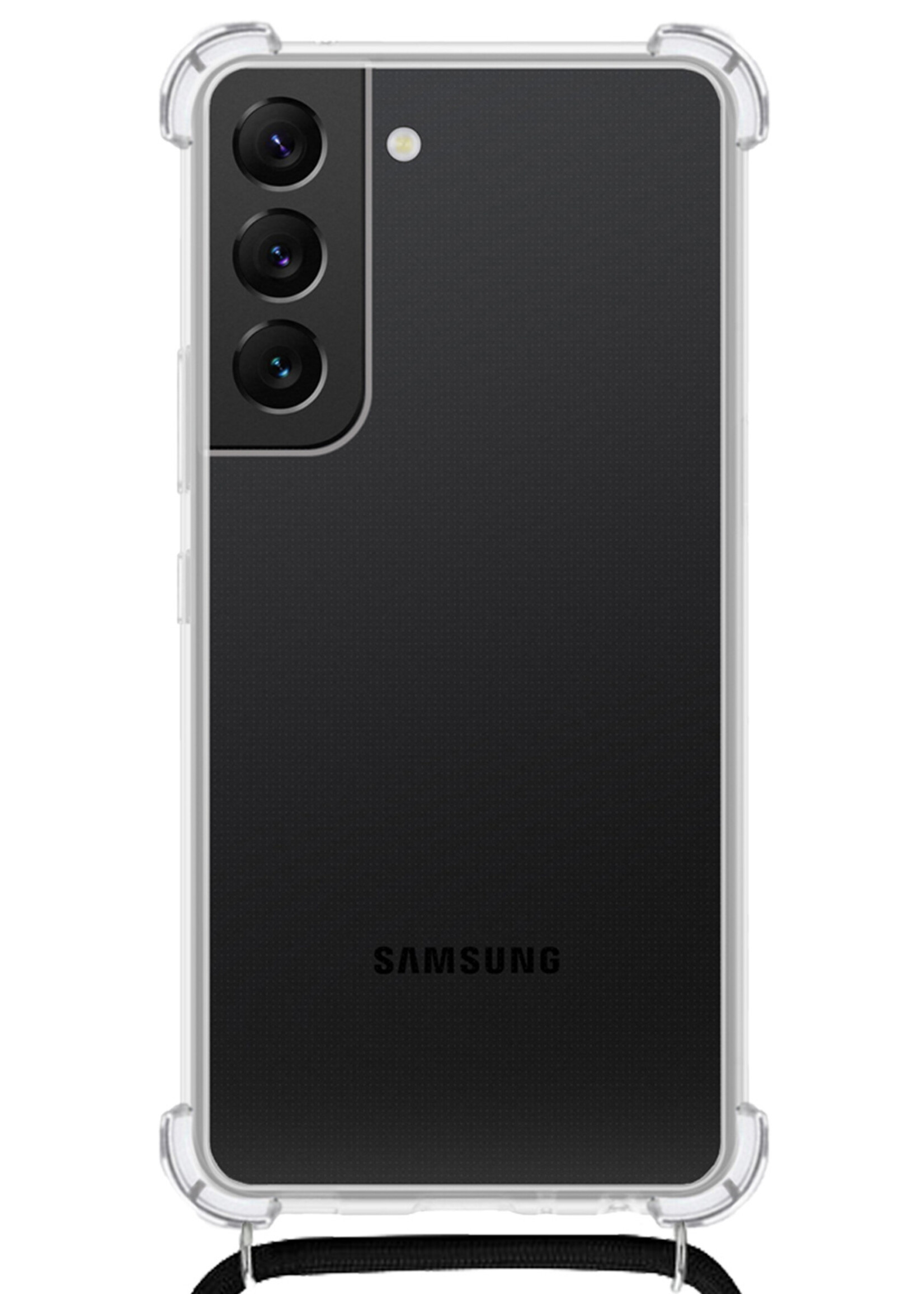 BTH Samsung S21 Hoesje Siliconen Met Koord Shock Proof Case Hoes Transparant - Samsung Galaxy S21 Hoesje Koord Cover - Transparant