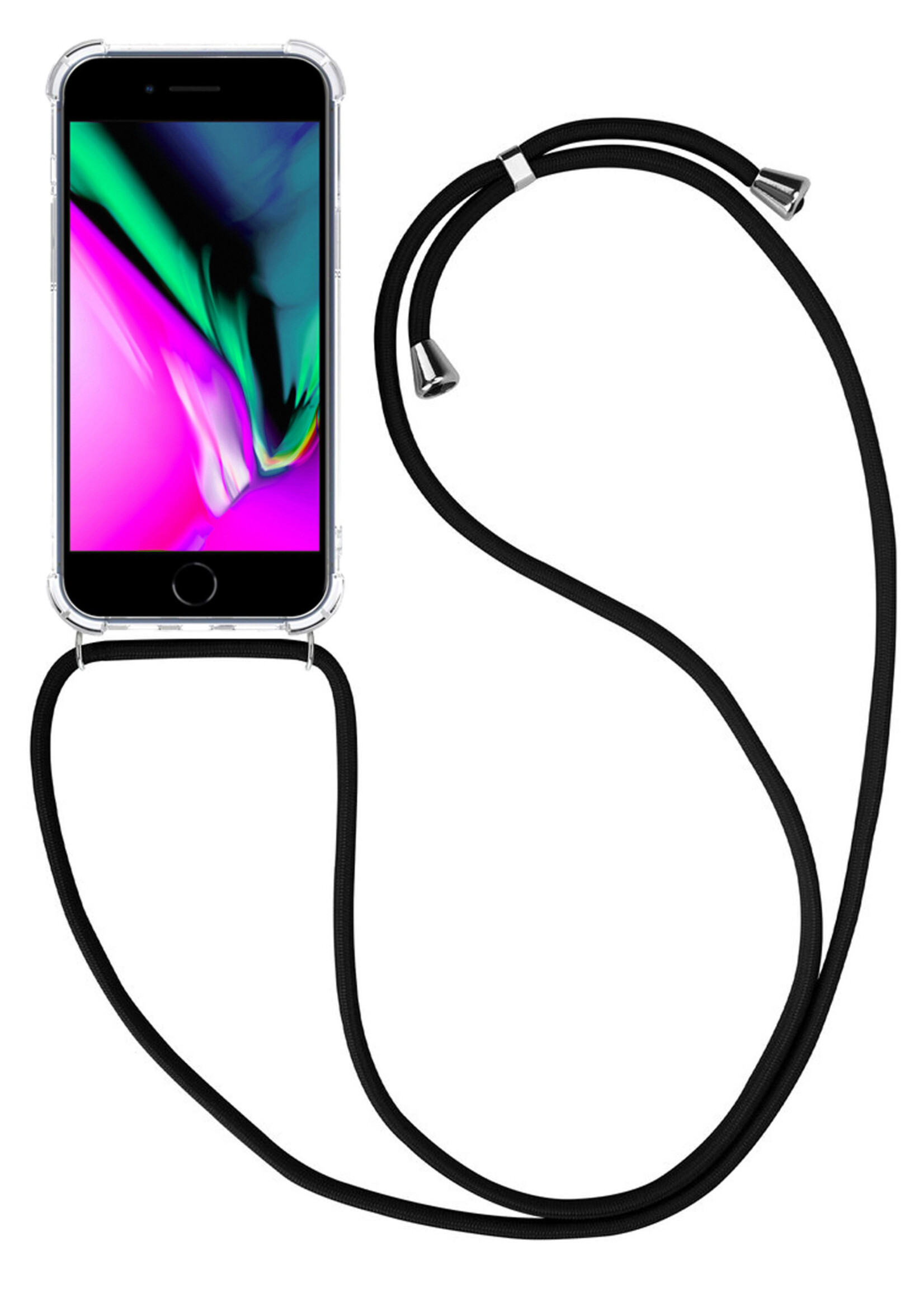 BTH Hoes voor iPhone 8 Hoesje Siliconen Met Koord Shock Proof Case Hoes Transparant - Hoes voor iPhone 8 Hoesje Koord Cover - Transparant