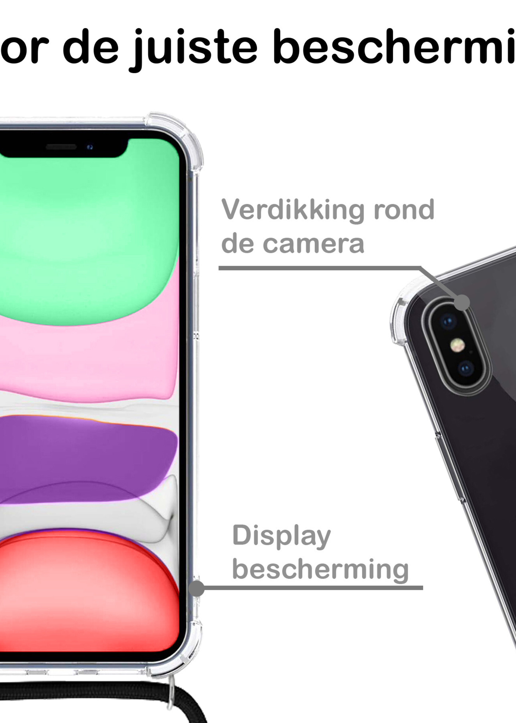BTH Hoes voor iPhone Xs Max Hoesje Siliconen Met Koord Shock Proof Case Hoes Transparant - Hoes voor iPhone Xs Max Hoesje Koord Cover - Transparant