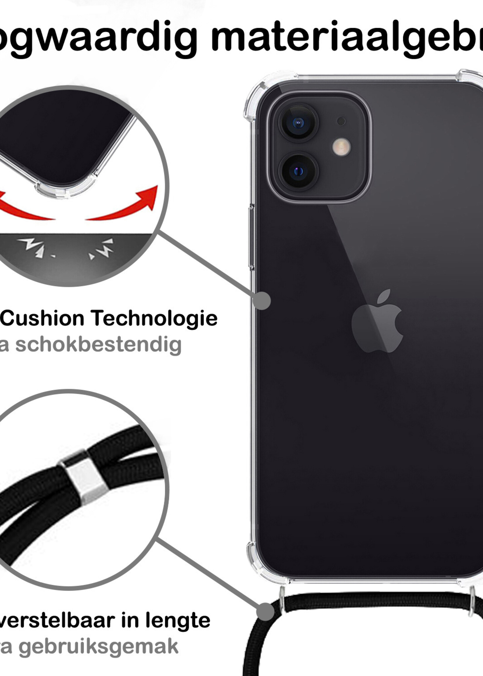 BTH Hoes voor iPhone 11 Hoesje Siliconen Met Koord Shock Proof Case Hoes Transparant - Hoes voor iPhone 11 Hoesje Koord Cover - Transparant