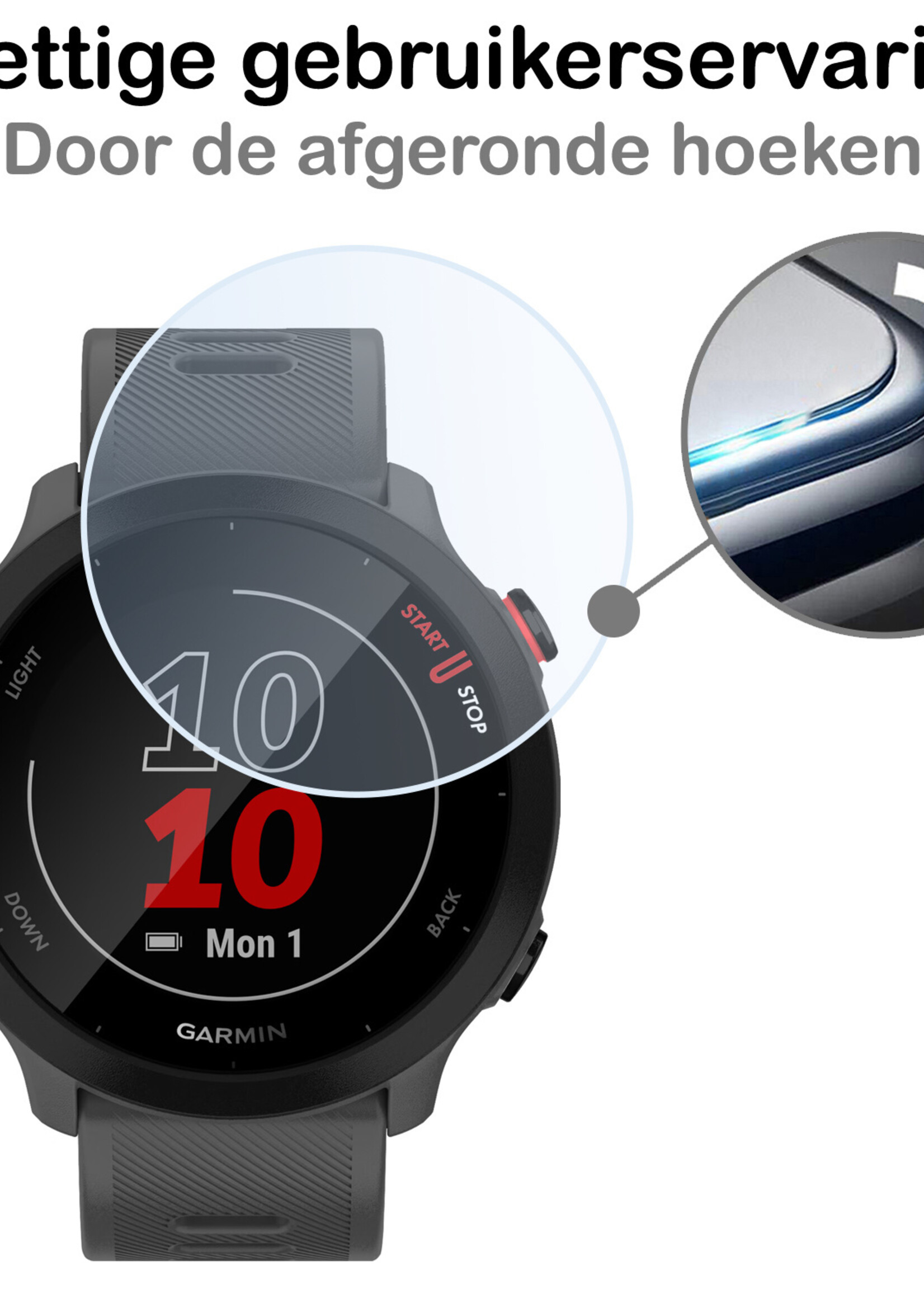 BTH Screenprotector Geschikt voor Garmin Forerunner 45 Screenprotector Glas Gehard Screen Cover - Screen Protector Geschikt voor Garmin Forerunner 45 Screenprotector Tempered Glass - 3 PACK