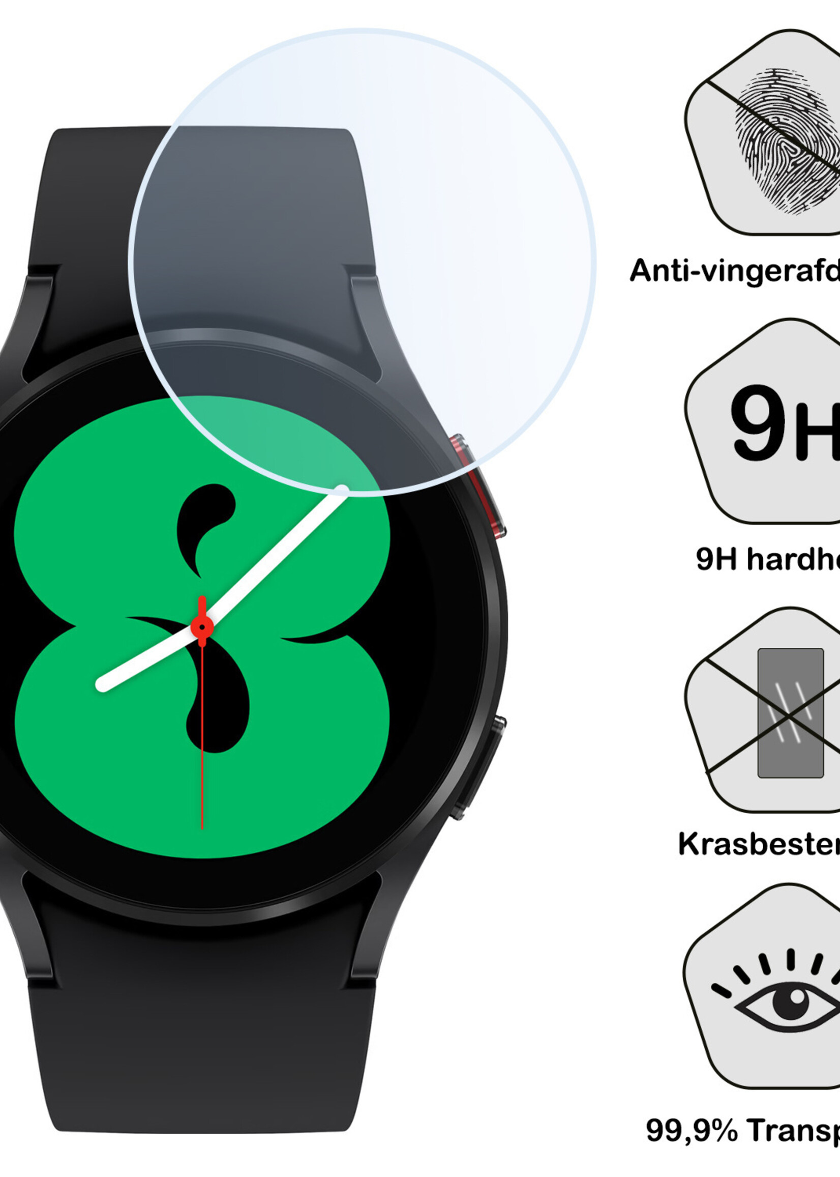 BTH Screenprotector Geschikt voor Samsung Galaxy Watch 4 40mm Screenprotector Glas Gehard Screen Cover - Screen Protector Geschikt voor Samsung Galaxy Watch 4 40mm Screenprotector Tempered Glass - 3 PACK