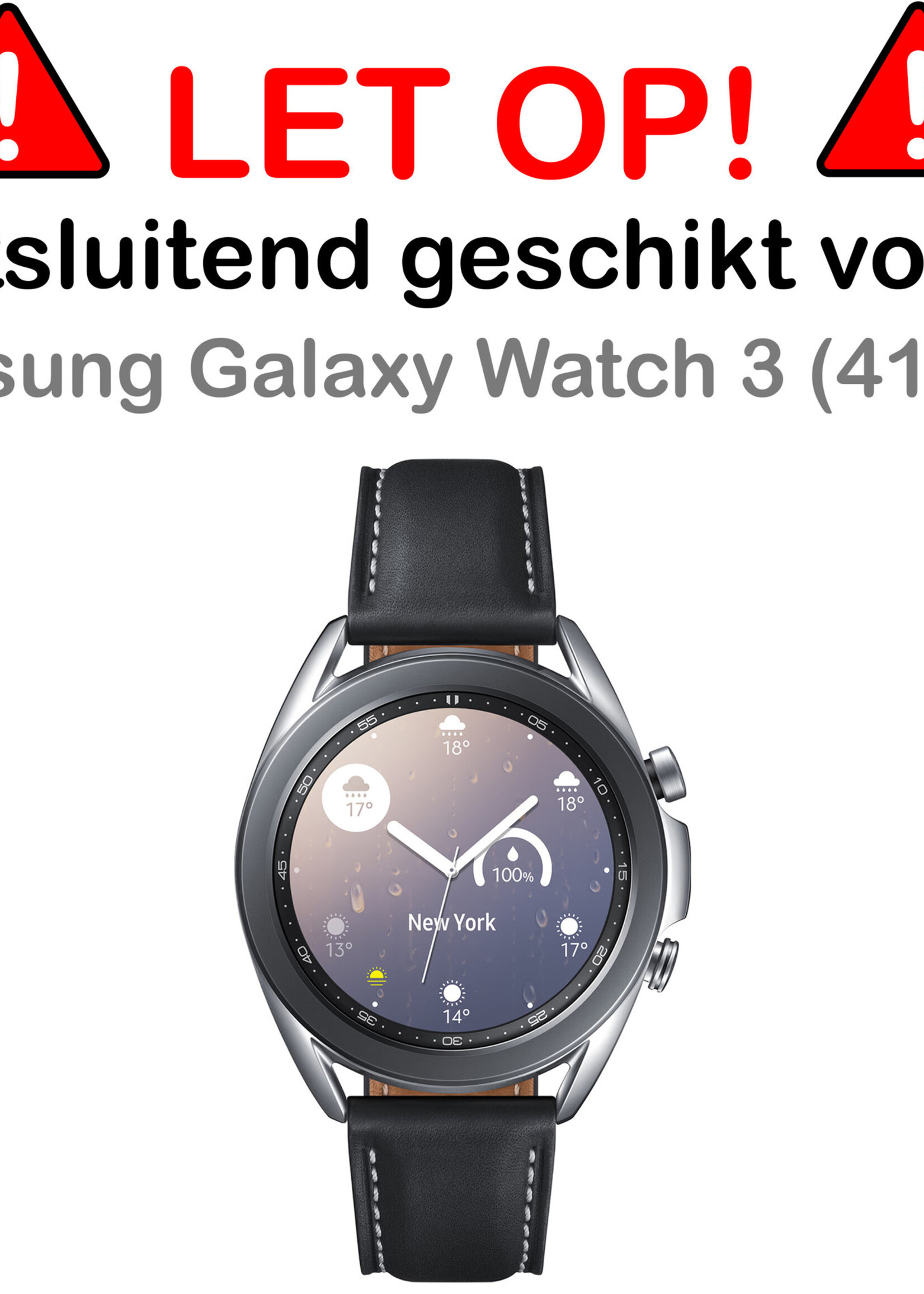 BTH Screenprotector Geschikt voor Samsung Galaxy Watch 3 41 mm Screenprotector Glas Gehard Screen Cover - Screen Protector Geschikt voor Samsung Watch 3 (41 mm) Screenprotector Tempered Glass - 3 PACK