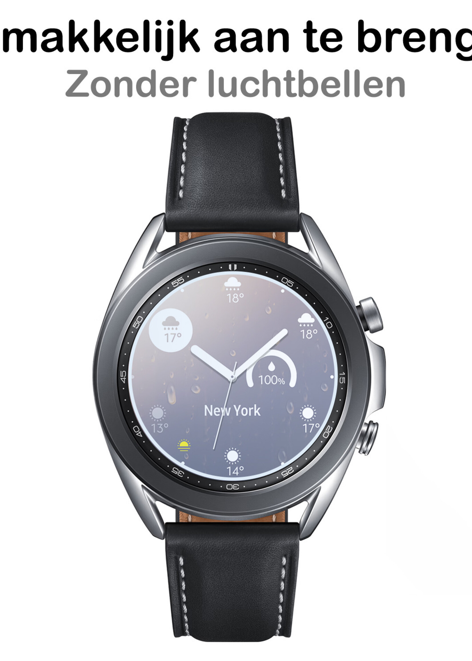 BTH Screenprotector Geschikt voor Samsung Galaxy Watch 3 41 mm Screenprotector Glas Gehard Screen Cover - Screen Protector Geschikt voor Samsung Watch 3 (41 mm) Screenprotector Tempered Glass - 3 PACK