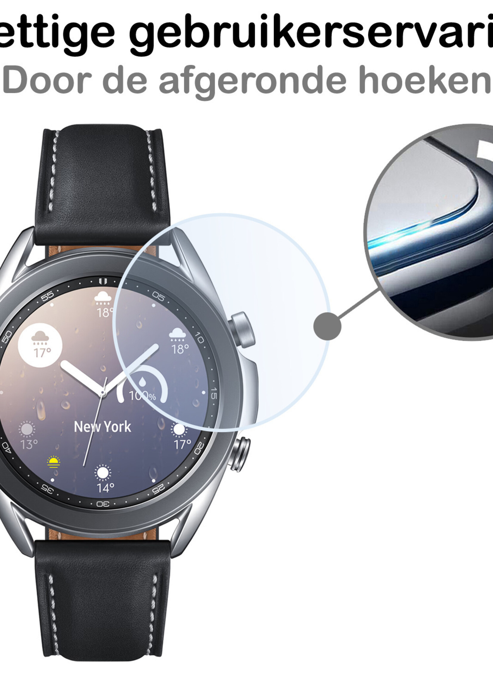 BTH Screenprotector Geschikt voor Samsung Galaxy Watch 3 41 mm Screenprotector Glas Gehard Screen Cover - Screen Protector Geschikt voor Samsung Watch 3 (41 mm) Screenprotector Tempered Glass - 3 PACK