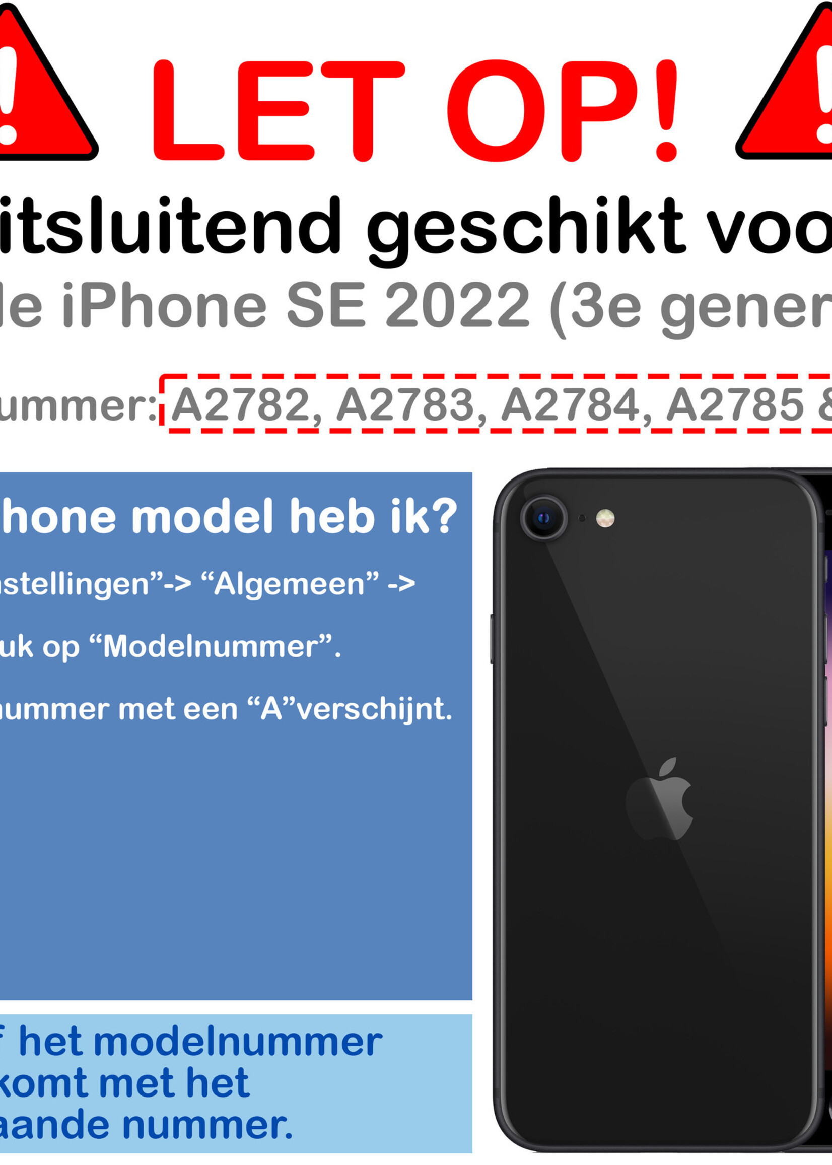 BTH Hoesje Geschikt voor iPhone SE 2022 Hoesje Marmer Hardcover Fashion Case Hoes Met Screenprotector - Hoes Geschikt voor iPhone SE (2022) Marmer Hoesje Hardcase Back Cover - Zwart