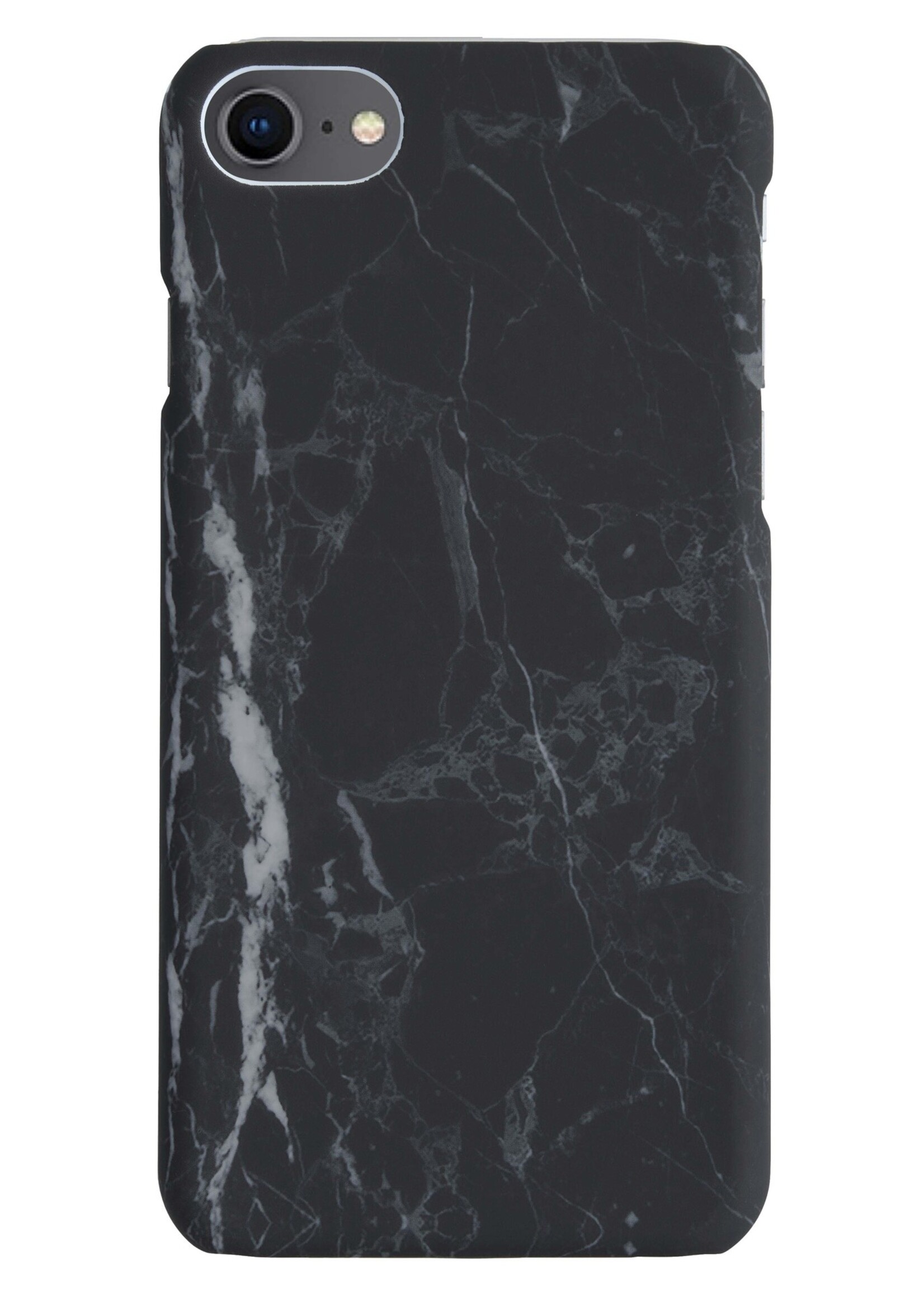 BTH Hoesje Geschikt voor iPhone SE 2022 Hoesje Marmer Hardcover Fashion Case Hoes Met Screenprotector - Hoes Geschikt voor iPhone SE (2022) Marmer Hoesje Hardcase Back Cover - Zwart
