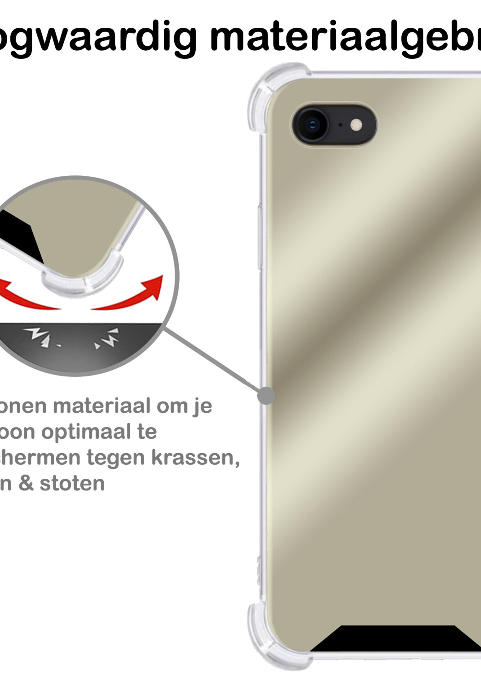 BTH Hoes voor iPhone SE 2022 Hoesje Spiegel Siliconen Mirror Case Shock Proof - Hoes voor iPhone SE 2022 Hoes Spiegel Back Cover Hoesje - Goud