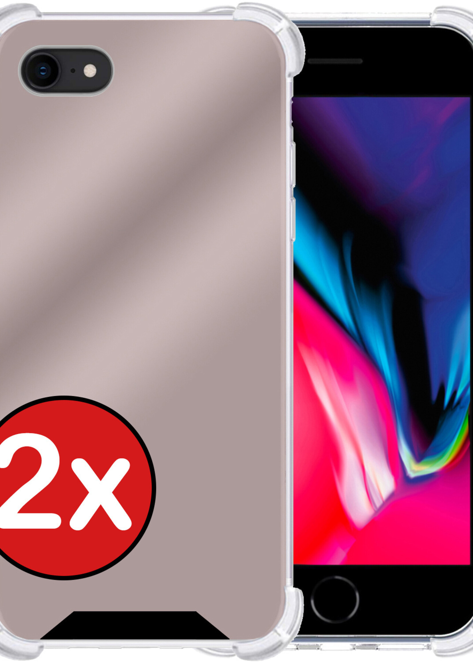BTH Hoesje Geschikt voor iPhone SE 2022 Hoesje Siliconen Shock Proof Case Hoes - Hoes Geschikt voor iPhone SE (2022) Hoes Cover Case Shockproof - Rosé goud - 2 PACK