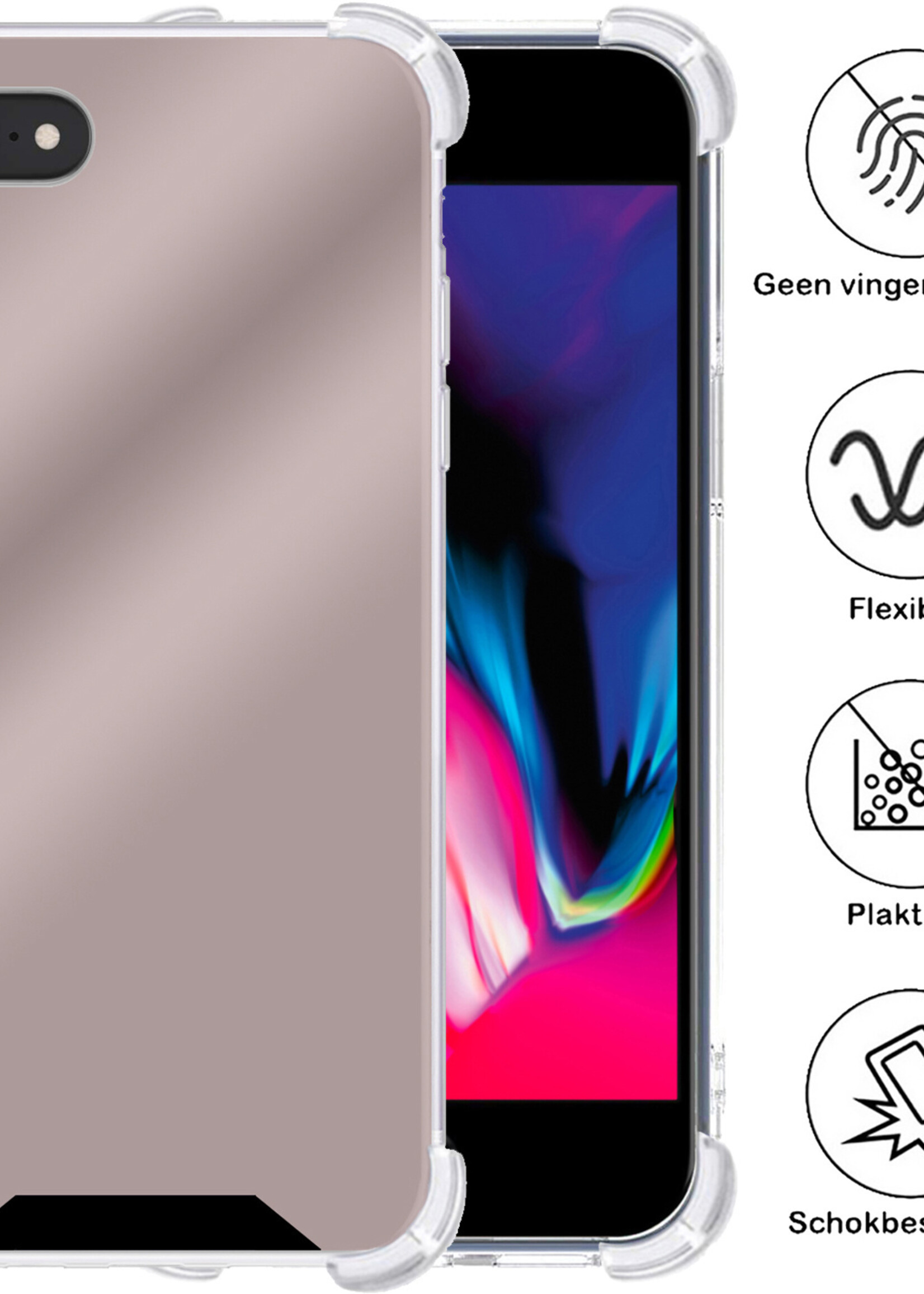 BTH Hoesje Geschikt voor iPhone SE 2022 Hoesje Siliconen Shock Proof Case Hoes Met Screenprotector - Hoes Geschikt voor iPhone SE (2022) Hoes Cover Case Shockproof - Rosé goud