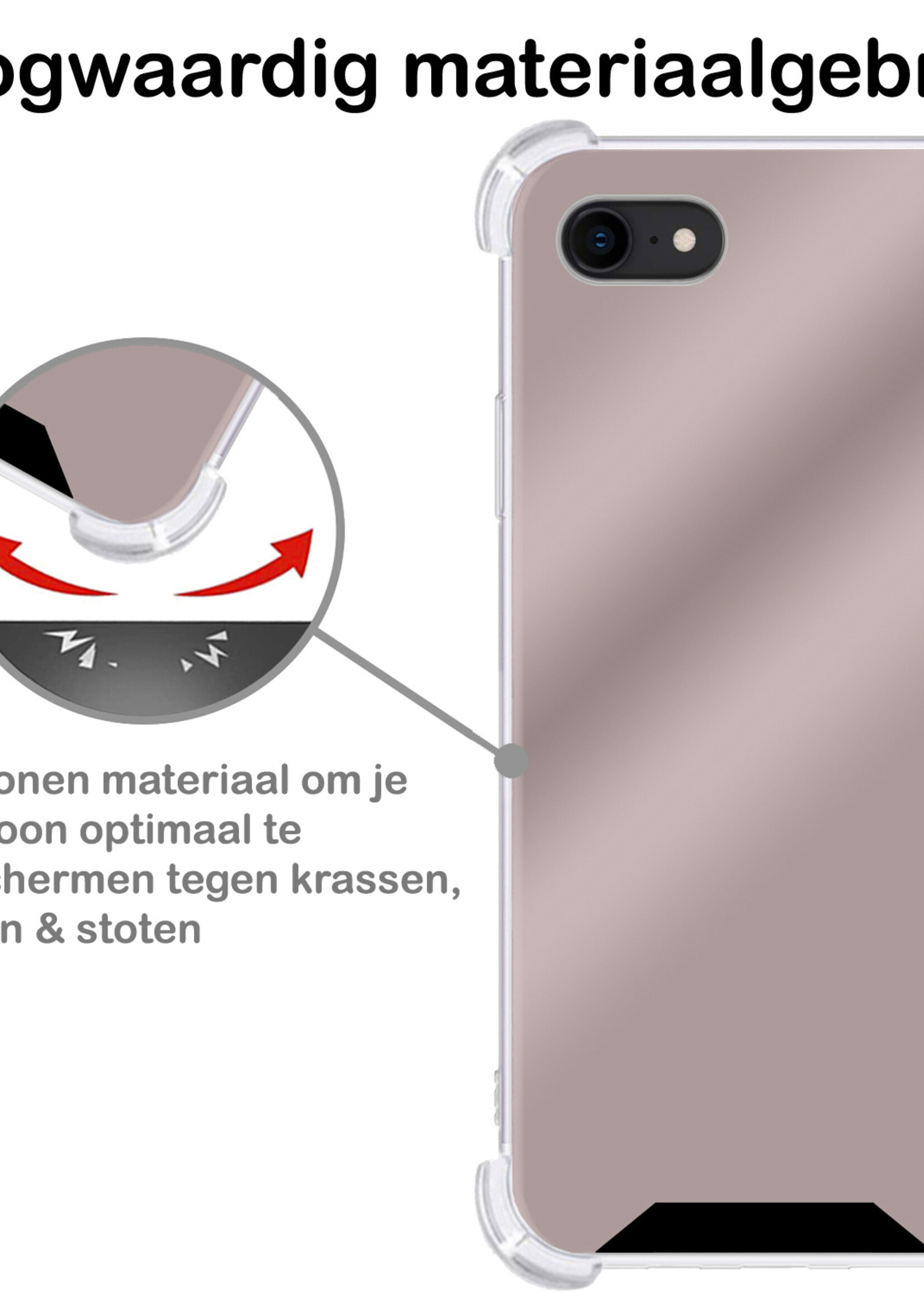 BTH Hoesje Geschikt voor iPhone SE 2022 Hoesje Siliconen Shock Proof Case Hoes Met Screenprotector - Hoes Geschikt voor iPhone SE (2022) Hoes Cover Case Shockproof - Rosé goud