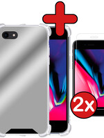 BTH BTH iPhone SE 2022 Spiegel Hoesje Met 2x Screenprotector - Zilver