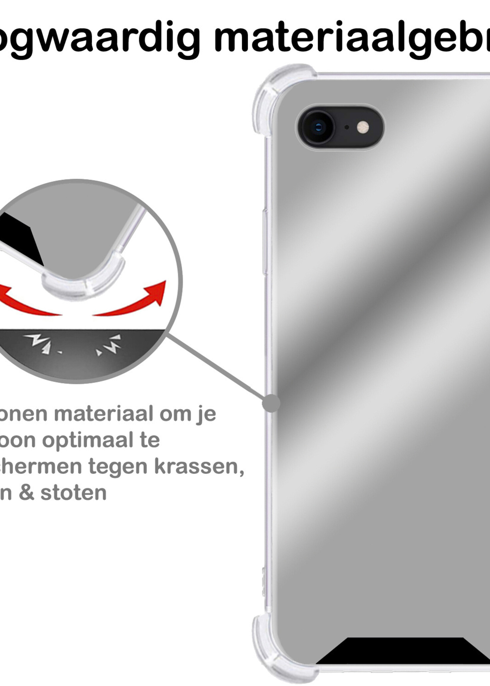 BTH Hoesje Geschikt voor iPhone SE 2022 Hoesje Siliconen Shock Proof Case Hoes Met 2x Screenprotector - Hoes Geschikt voor iPhone SE (2022) Hoes Cover Case Shockproof - Zwart