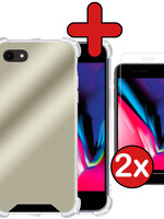 BTH BTH iPhone SE 2022 Spiegel Hoesje Met 2x Screenprotector - Goud