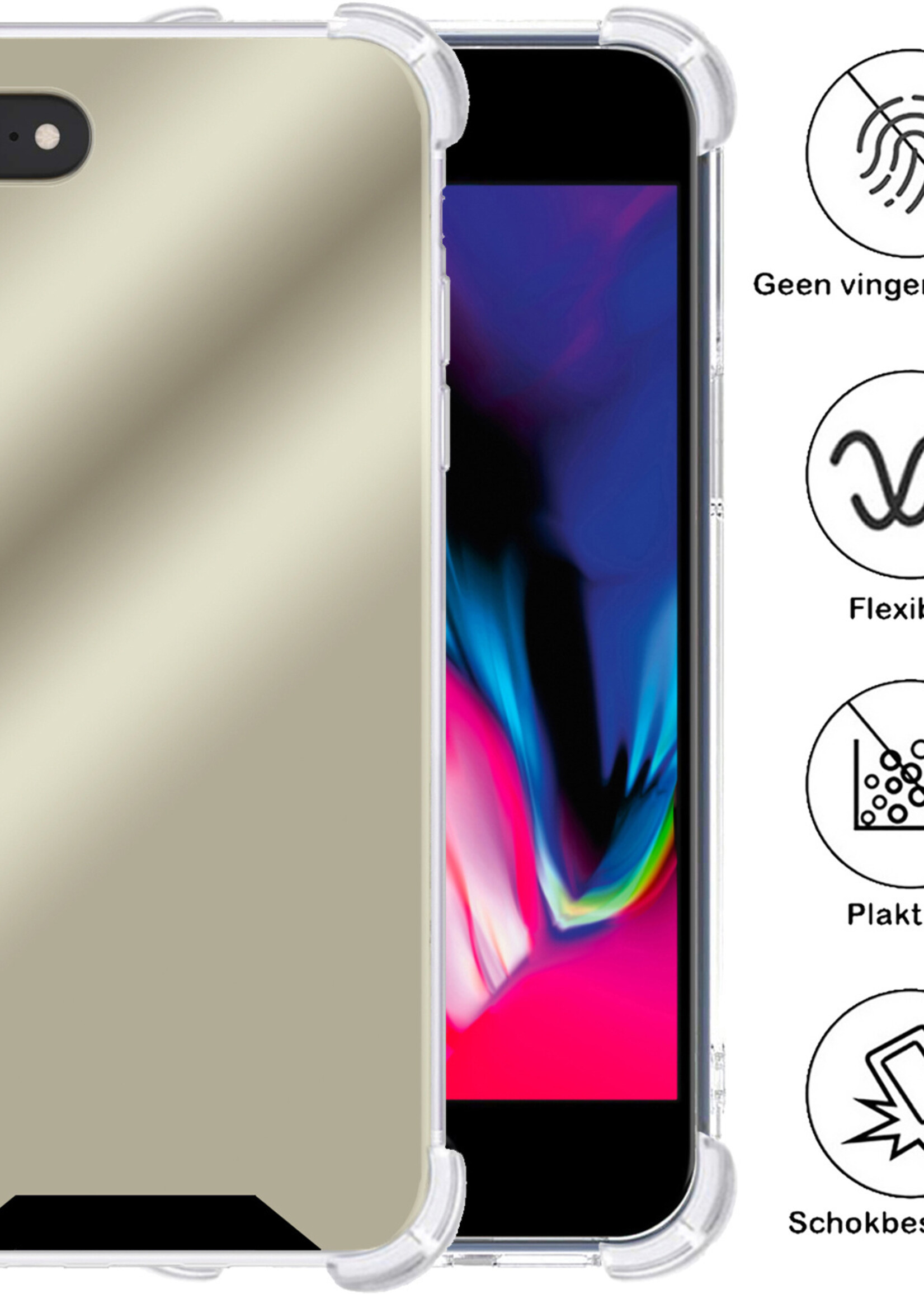 BTH Hoesje Geschikt voor iPhone SE 2022 Hoesje Siliconen Shock Proof Case Hoes Met 2x Screenprotector - Hoes Geschikt voor iPhone SE (2022) Hoes Cover Case Shockproof - Goud