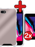 BTH BTH iPhone SE 2022 Spiegel Hoesje Met 2x Screenprotector - Rose Goud