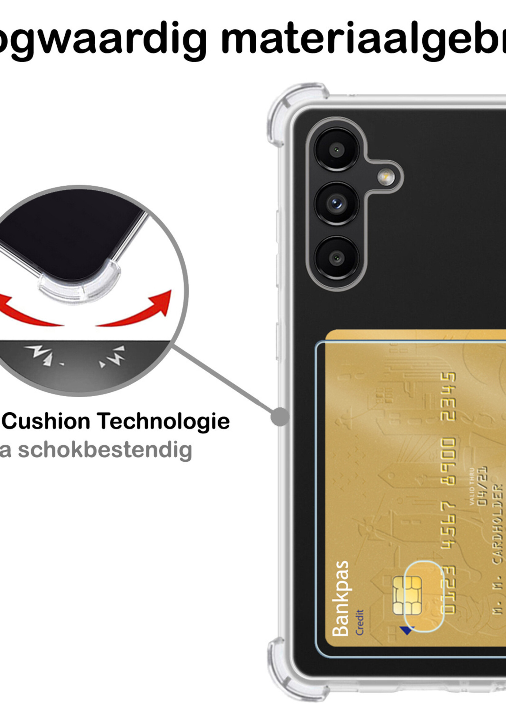 BTH Samsung A13 4G Hoesje Met Pasjeshouder - Samsung Galaxy A13 4G Hoesje Transparant Shock Proof Case - Samsung A13 4G Hoesje Met Kaarthouder