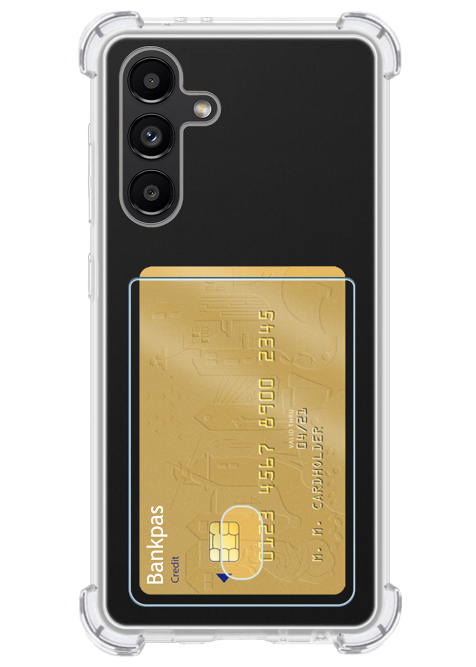 BTH Samsung A13 4G Hoesje Met Pasjeshouder - Samsung Galaxy A13 4G Hoesje Transparant Shock Proof Case - Samsung A13 4G Hoesje Met Kaarthouder