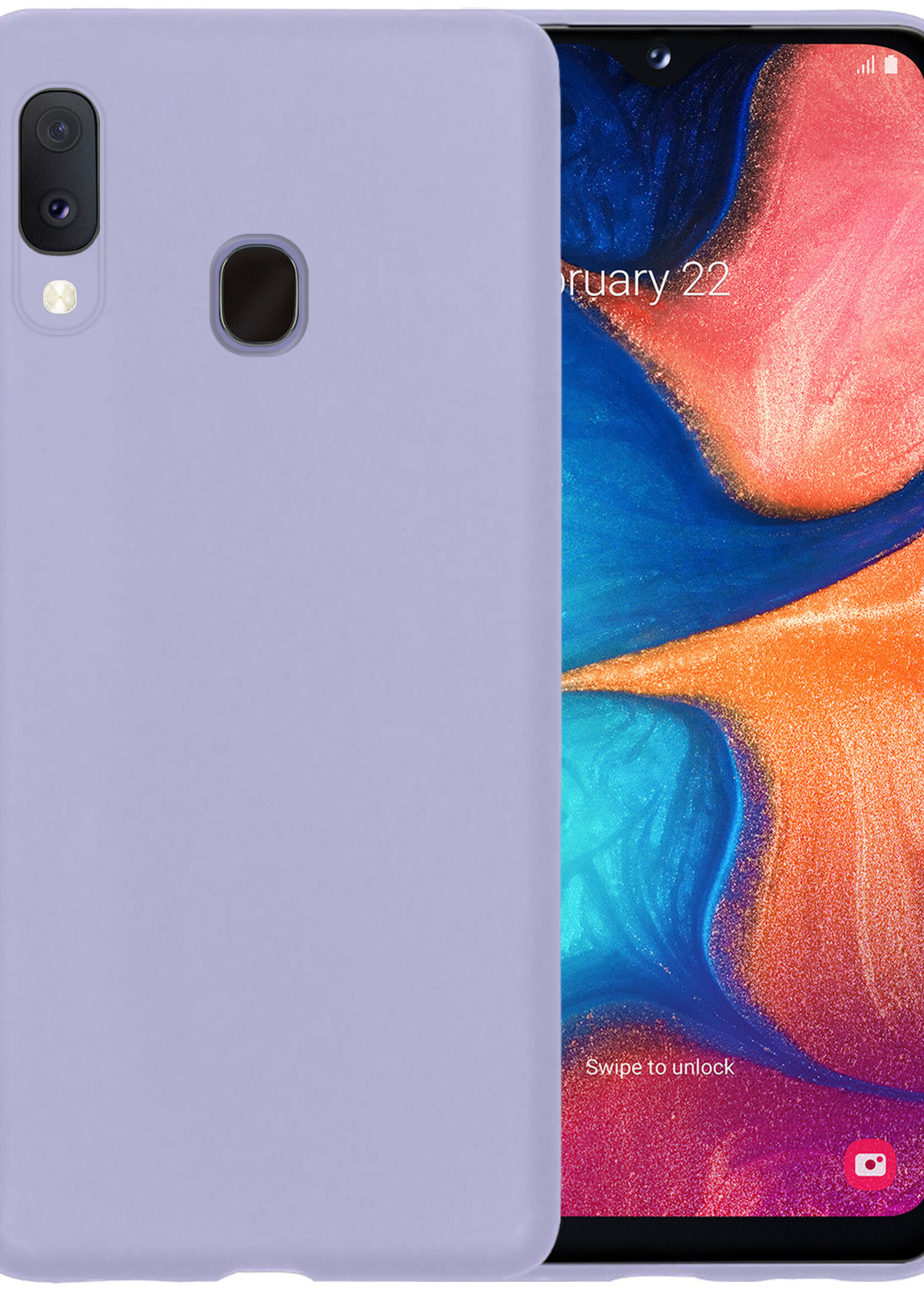 BTH Samsung A20e Hoesje Siliconen Hoes Case Cover - Samsung Galaxy A20e Hoesje Cover Hoes Siliconen - Lila