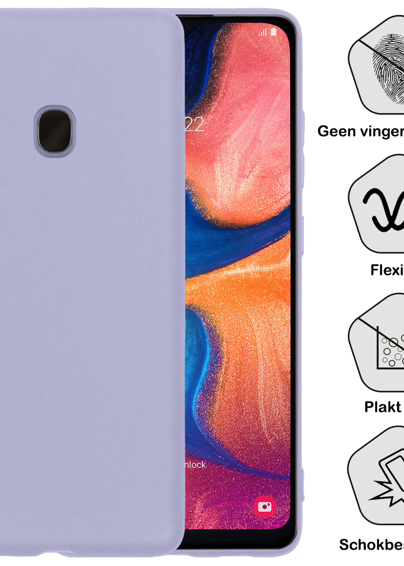 BTH Samsung A20e Hoesje Siliconen Hoes Case Cover - Samsung Galaxy A20e Hoesje Cover Hoes Siliconen - Lila