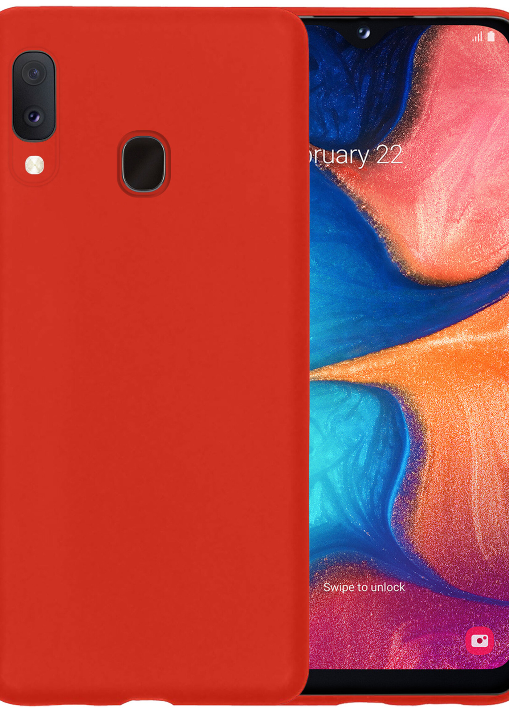 BTH Samsung A20e Hoesje Siliconen Hoes Case Cover - Samsung Galaxy A20e Hoesje Cover Hoes Siliconen - Rood