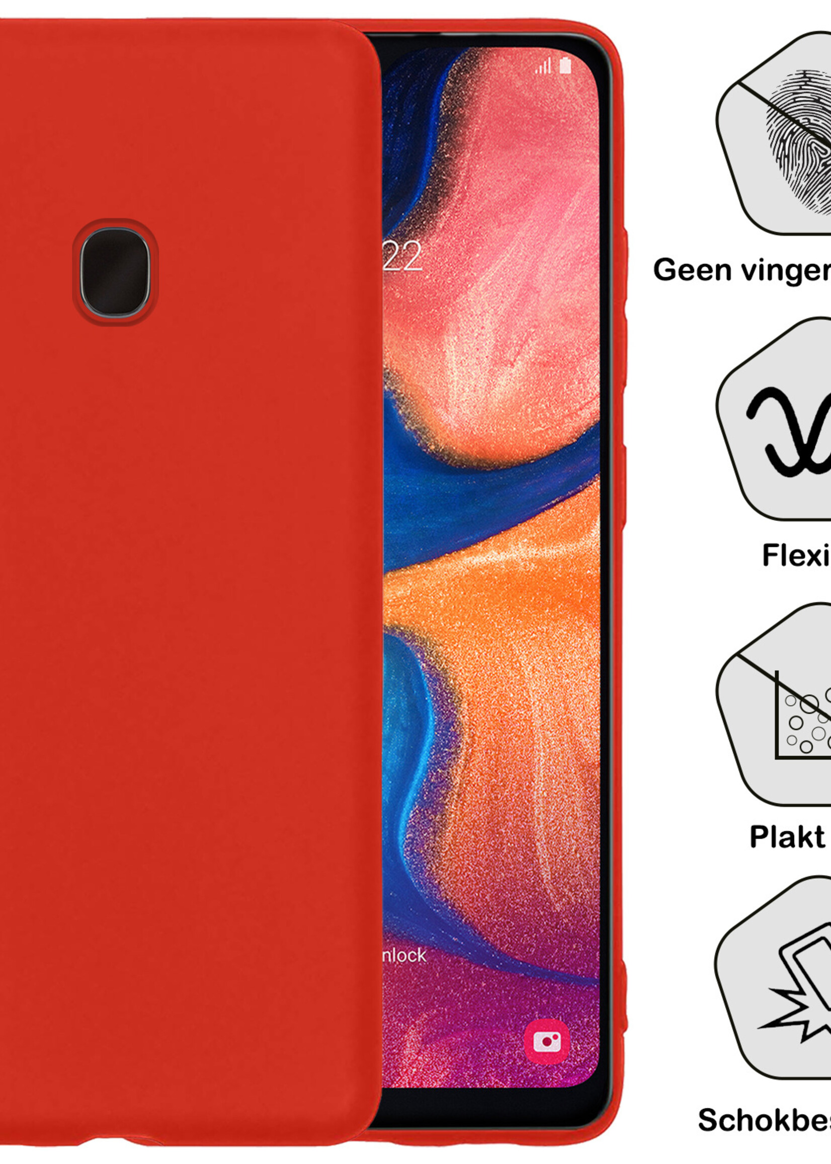 BTH Samsung A20e Hoesje Siliconen Hoes Case Cover - Samsung Galaxy A20e Hoesje Cover Hoes Siliconen - Rood