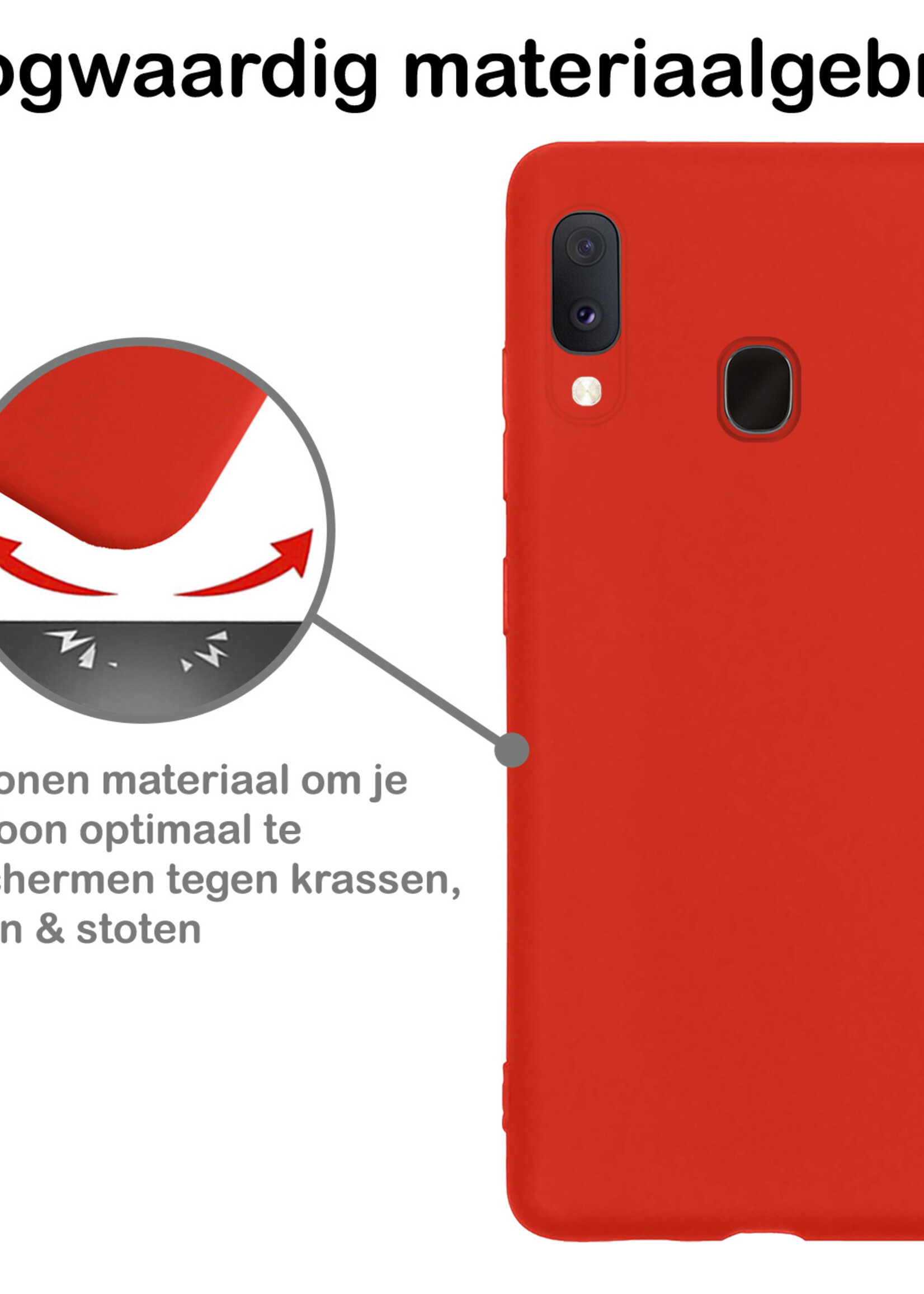 BTH Samsung A20e Hoesje Siliconen Hoes Case Cover - Samsung Galaxy A20e Hoesje Cover Hoes Siliconen - Rood