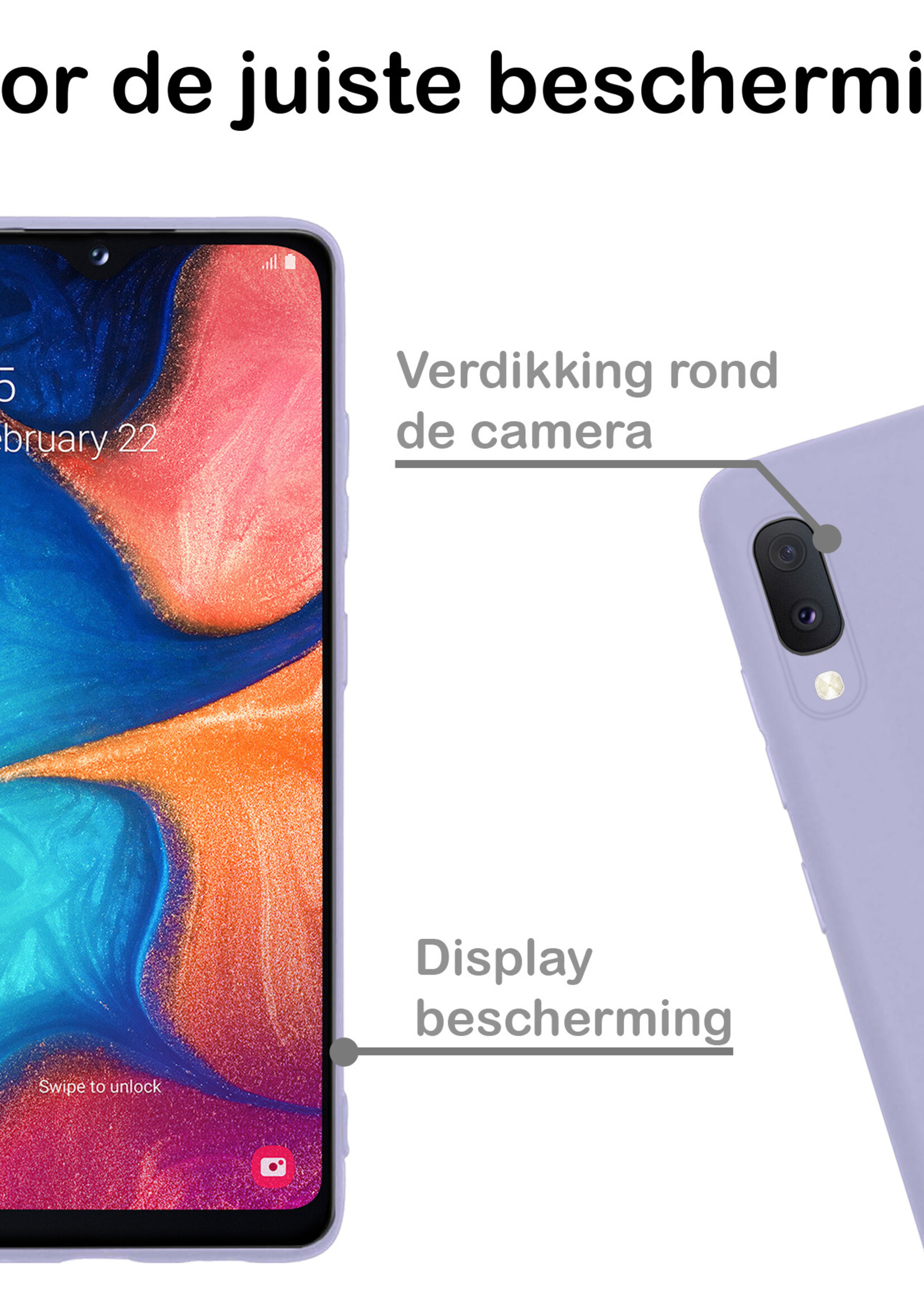 BTH Hoesje Geschikt voor Samsung A20e Hoesje Siliconen Case Hoes - Hoes Geschikt voor Samsung Galaxy A20e Hoes Cover Case - Lila - 2 PACK