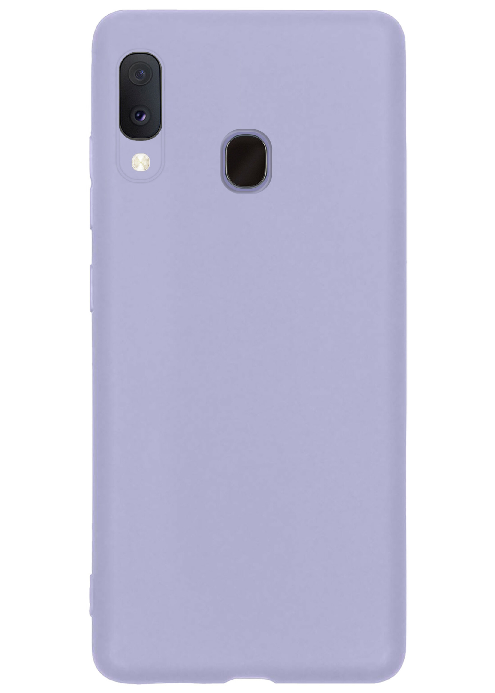 BTH Hoesje Geschikt voor Samsung A20e Hoesje Siliconen Case Hoes - Hoes Geschikt voor Samsung Galaxy A20e Hoes Cover Case - Lila - 2 PACK