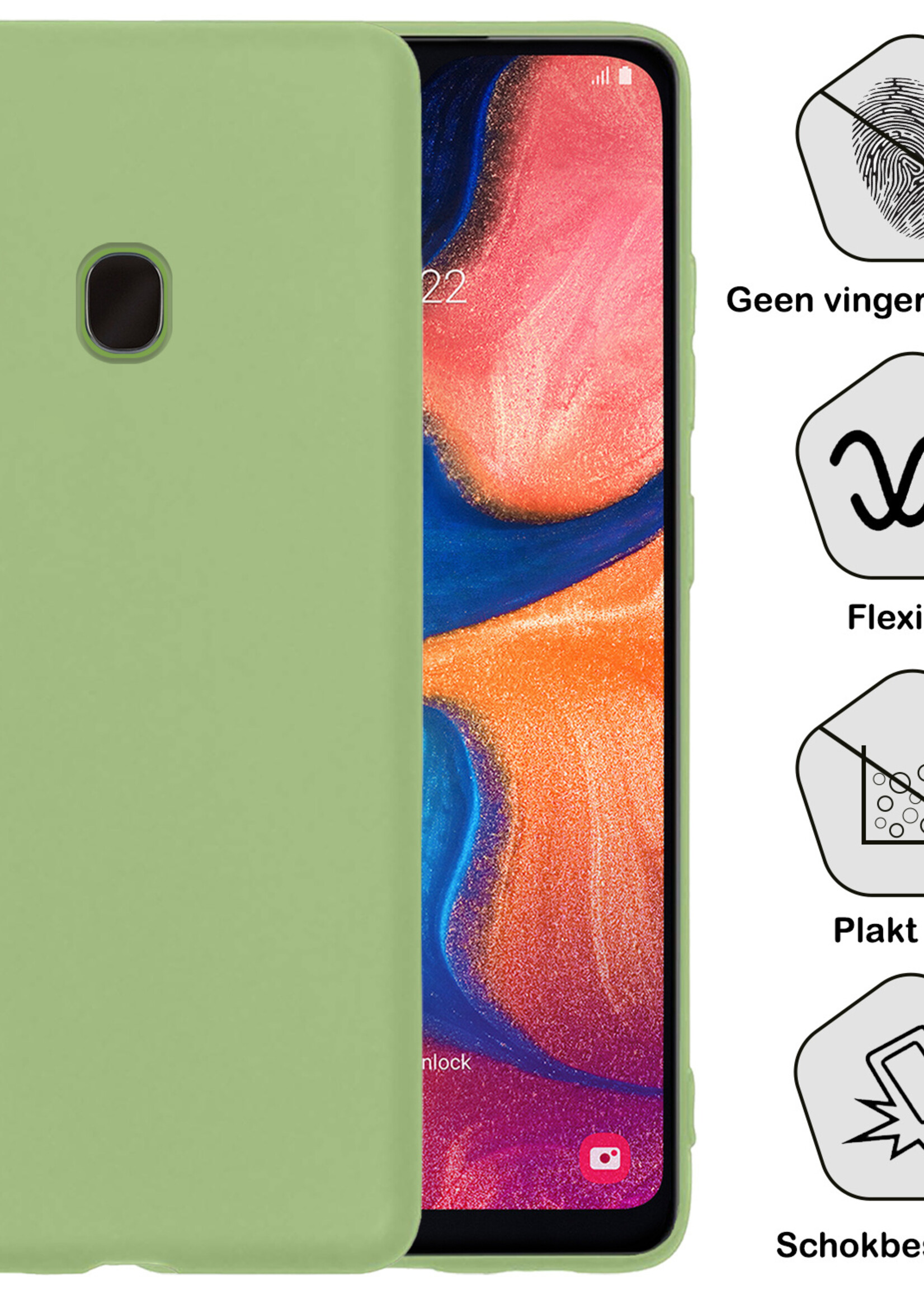 BTH Hoesje Geschikt voor Samsung A20e Hoesje Siliconen Case Hoes Met Screenprotector - Hoes Geschikt voor Samsung Galaxy A20e Hoes Cover Case - Groen
