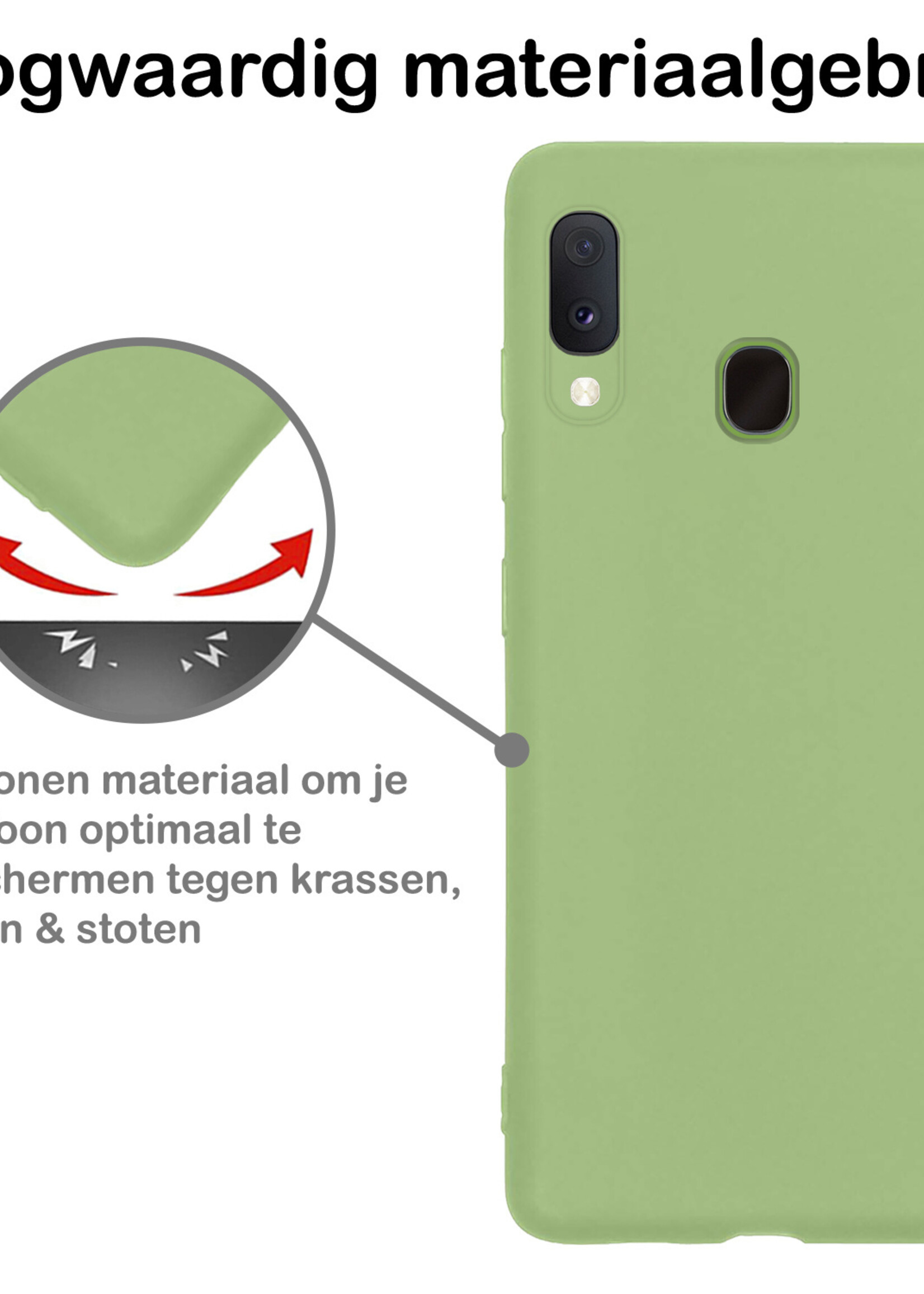 BTH Hoesje Geschikt voor Samsung A20e Hoesje Siliconen Case Hoes Met Screenprotector - Hoes Geschikt voor Samsung Galaxy A20e Hoes Cover Case - Groen