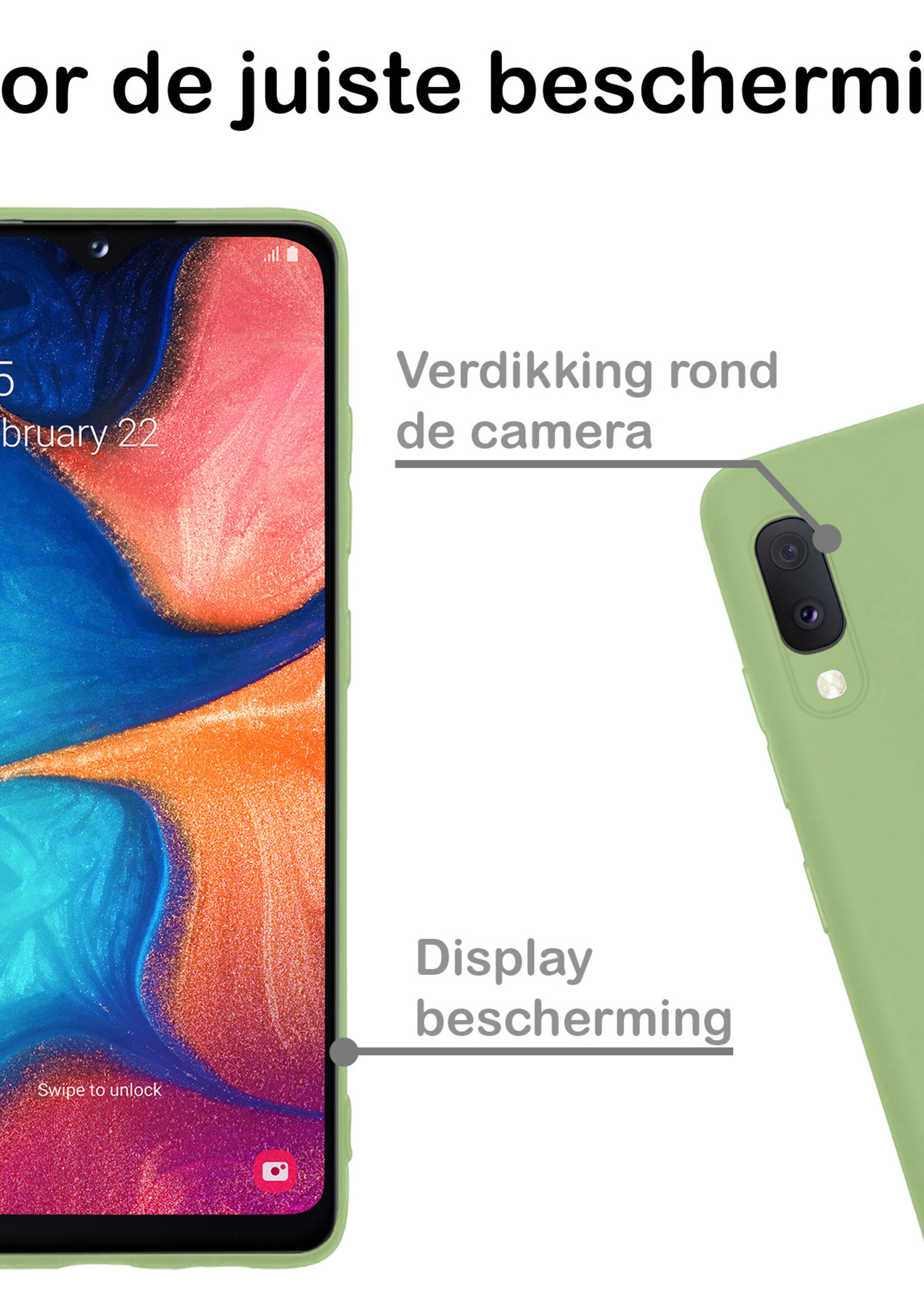 BTH Hoesje Geschikt voor Samsung A20e Hoesje Siliconen Case Hoes Met Screenprotector - Hoes Geschikt voor Samsung Galaxy A20e Hoes Cover Case - Groen