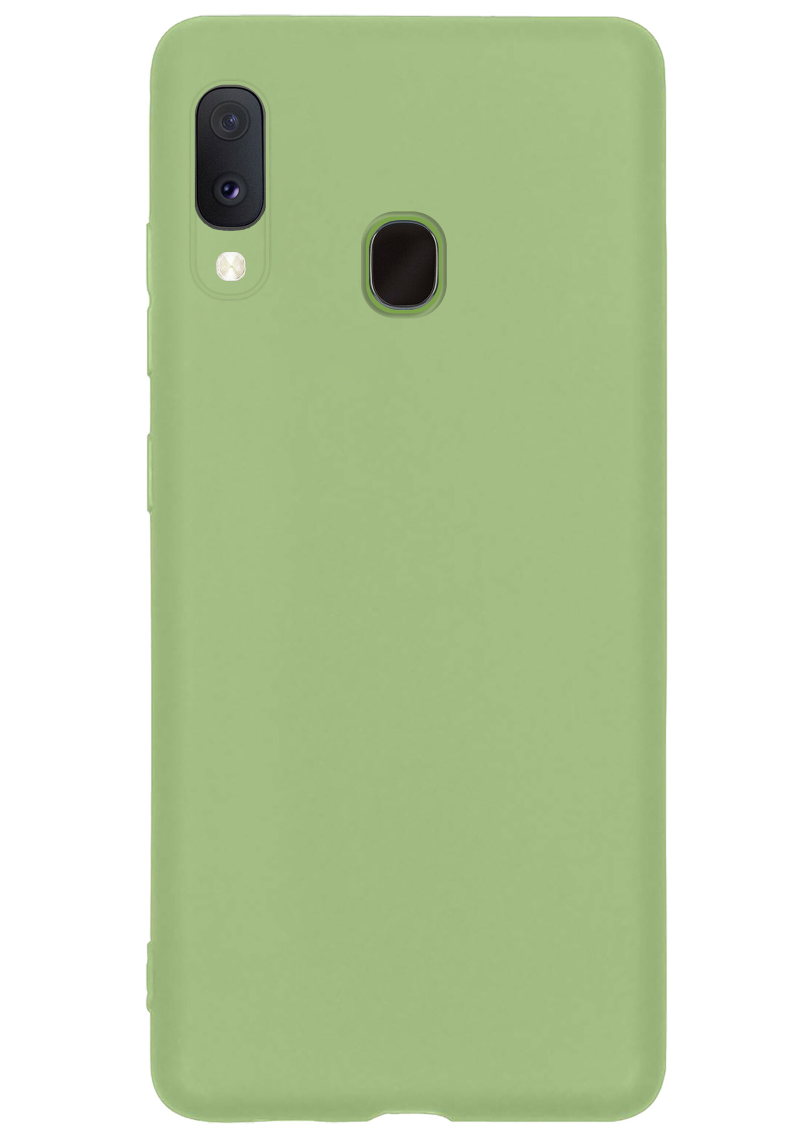 BTH Hoesje Geschikt voor Samsung A20e Hoesje Siliconen Case Hoes Met Screenprotector - Hoes Geschikt voor Samsung Galaxy A20e Hoes Cover Case - Groen
