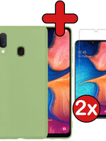 BTH BTH Samsung Galaxy A20e Hoesje Siliconen Met 2x Screenprotector - Groen