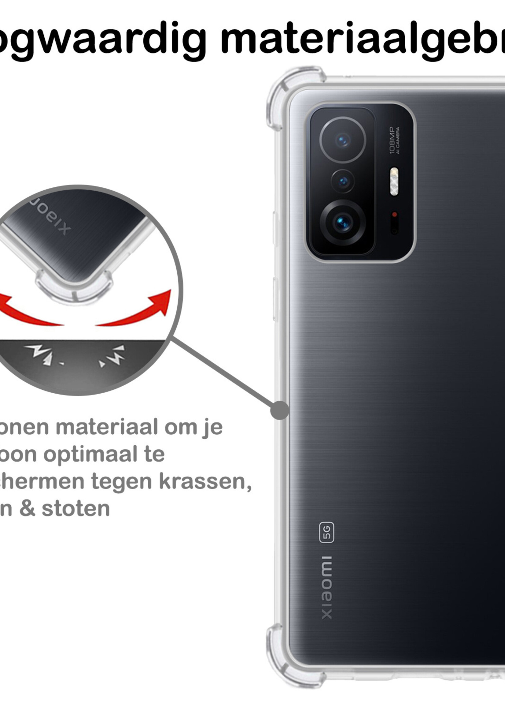 BTH Xiaomi 11T Pro Hoesje Siliconen Case Shock Proof Cover - Xiaomi 11T Pro Hoesje Cover Hoes Siliconen - Transparant
