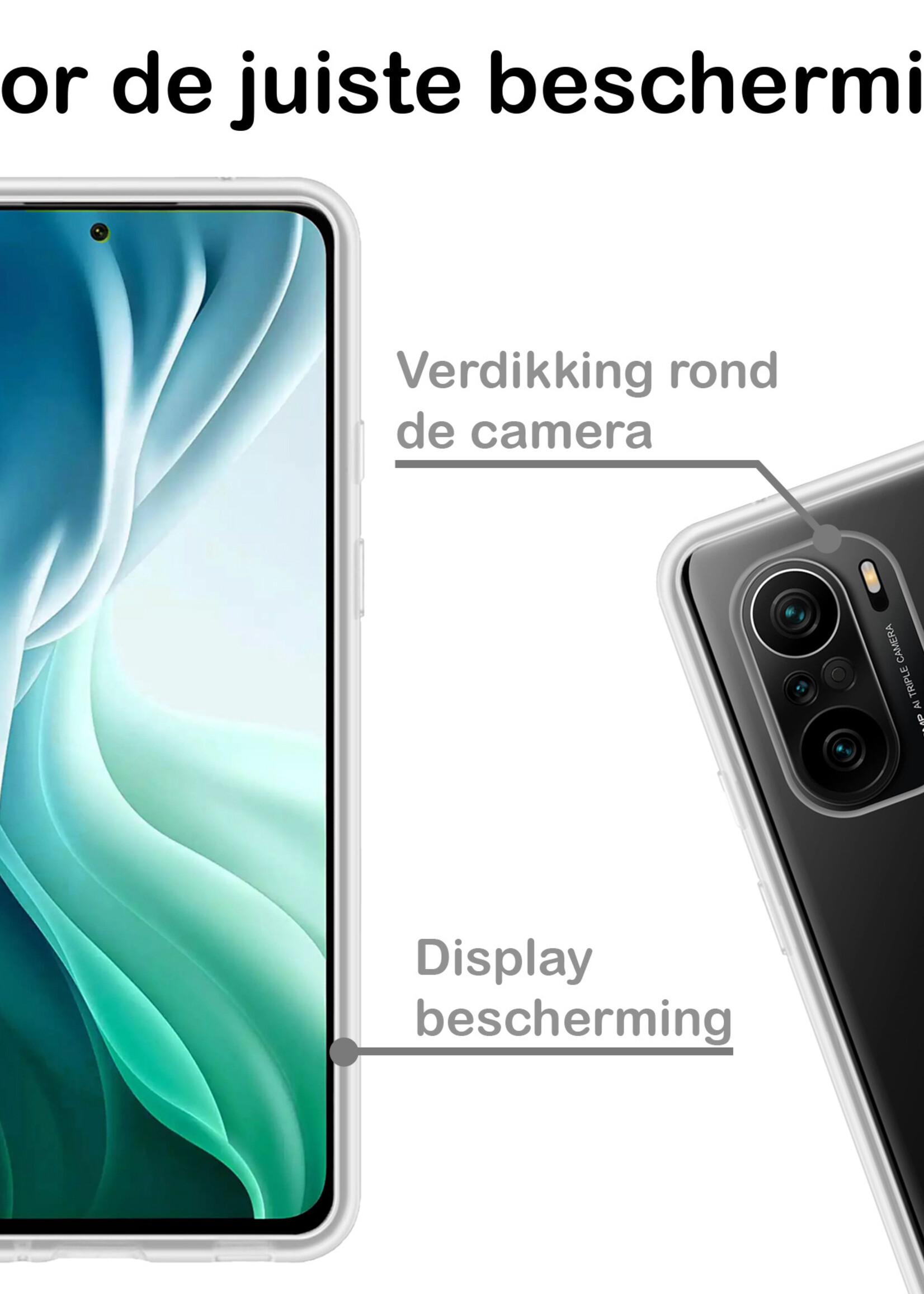 BTH Hoesje Geschikt voor Xiaomi Mi 11i Hoesje Siliconen Case Hoes - Hoes Geschikt voor Xiaomi Mi 11i Hoes Cover Case - Transparant - 2 PACK