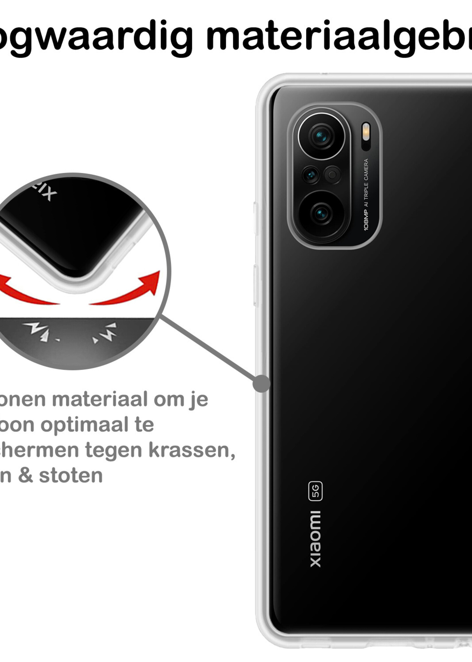 BTH Hoesje Geschikt voor Xiaomi Mi 11i Hoesje Siliconen Case Hoes - Hoes Geschikt voor Xiaomi Mi 11i Hoes Cover Case - Transparant - 2 PACK