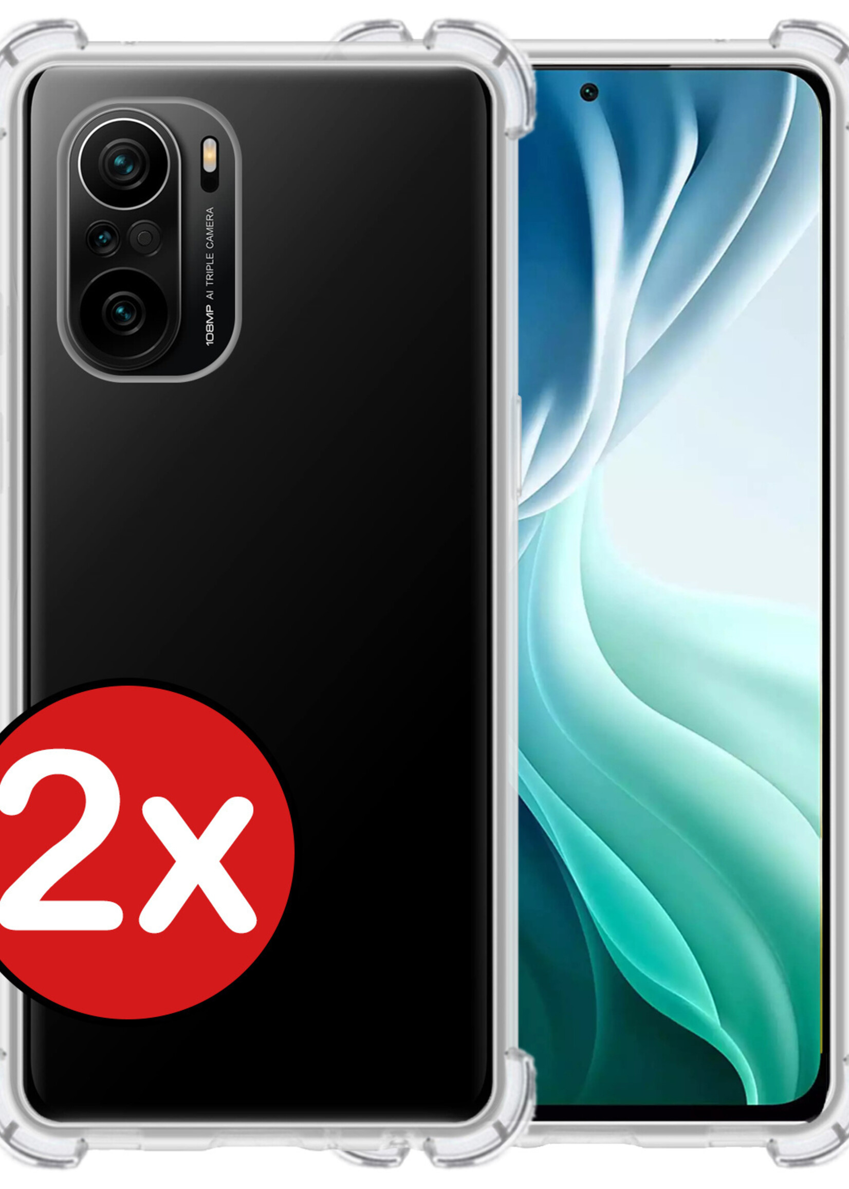 BTH Hoesje Geschikt voor Poco F3 Hoesje Siliconen Shock Proof Case Hoes - Hoes Geschikt voor Xiaomi Poco F3 Hoes Cover Case Shockproof - Transparant - 2 PACK