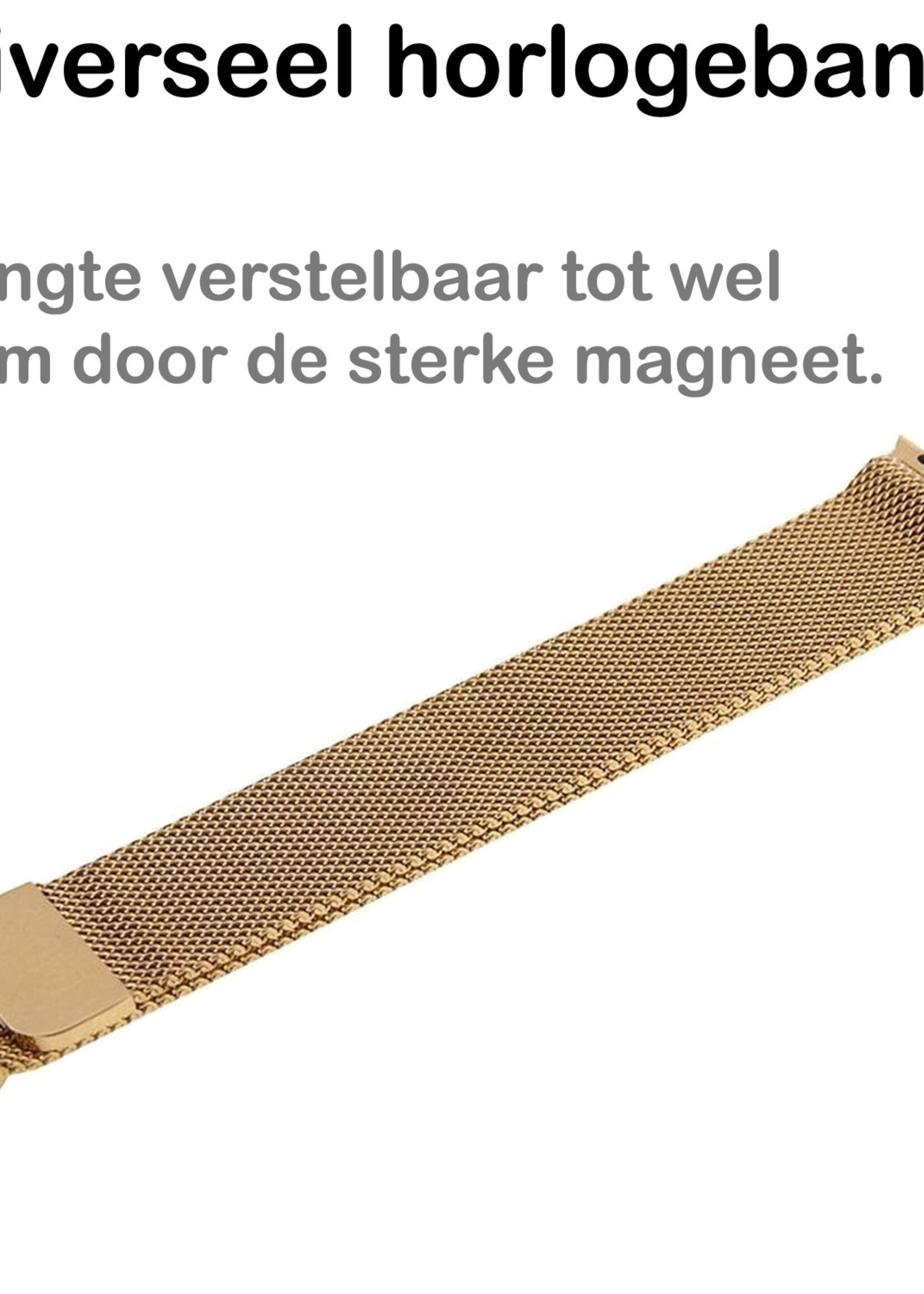 BTH Milanese Horlogeband Geschikt voor Apple Watch 7 41 mm Bandje Milanees - Polsbandje Met Magneetsluiting Geschikt voor Apple Watch 7 41 mm Bandje Milanees - Zwart & Goud