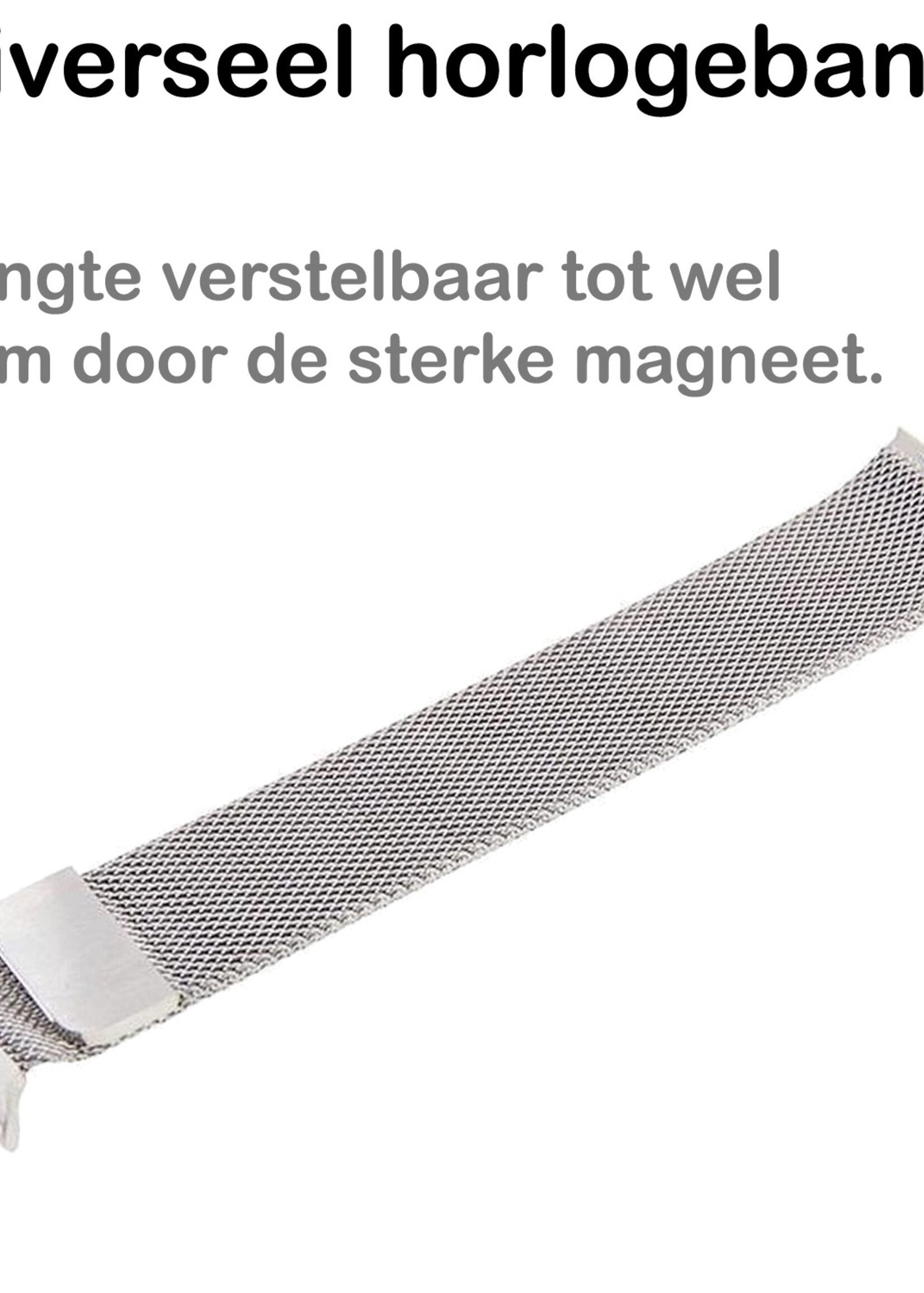 BTH Milanese Horlogeband Geschikt voor Apple Watch 8 45 mm Bandje Milanees - Polsbandje Met Magneetsluiting Geschikt voor Apple Watch 8 45 mm Bandje Milanees - Zilver & Rose Goud