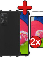 BTH BTH Samsung Galaxy A52 Hoesje Shockproof Met 2x Screenprotector - Zwart