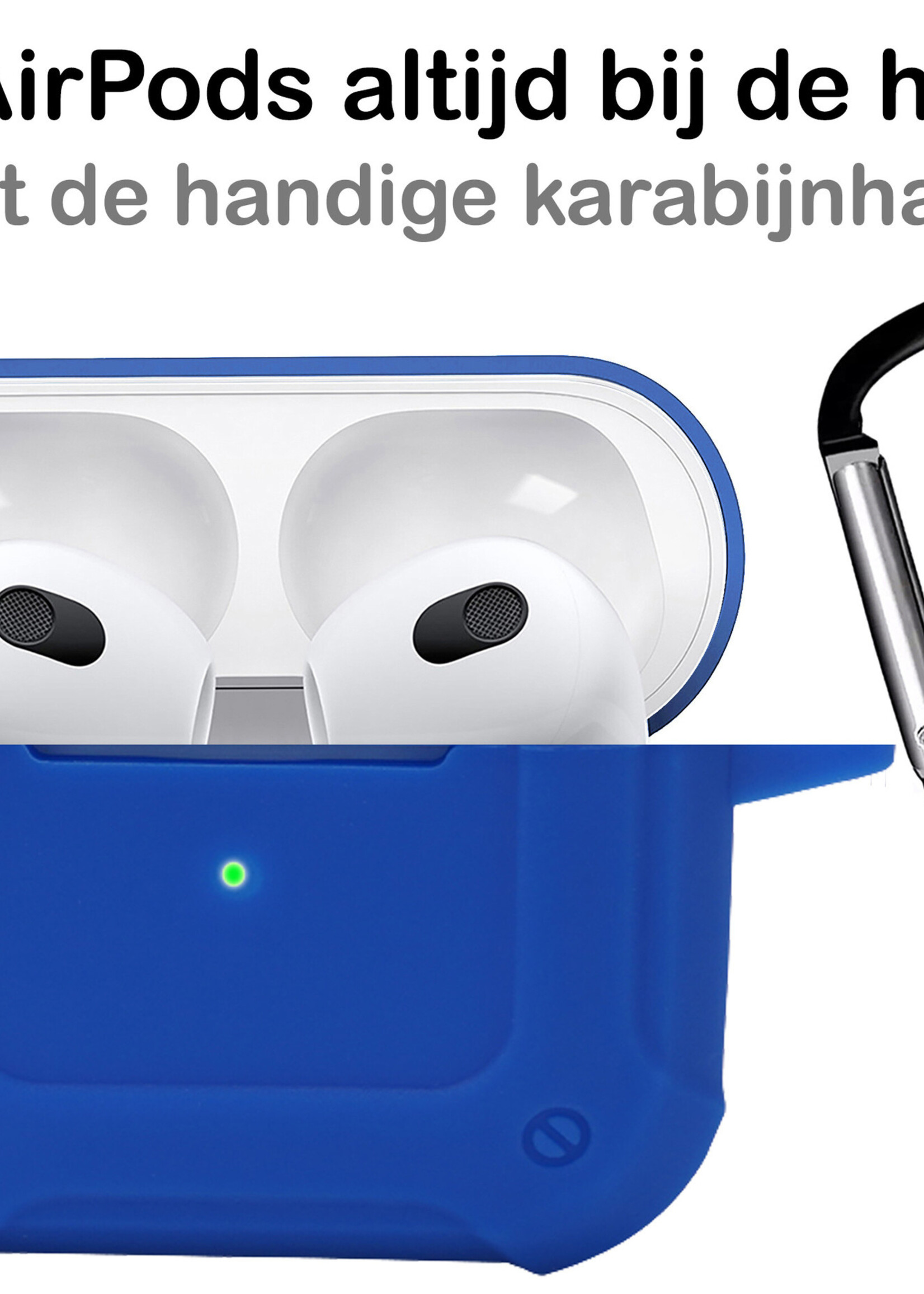 BTH Airpods 3 Hoesje Case Shock Hoes Geschikt voor Apple AirPods 3 Case Hoesje Met Clip - Donker Blauw